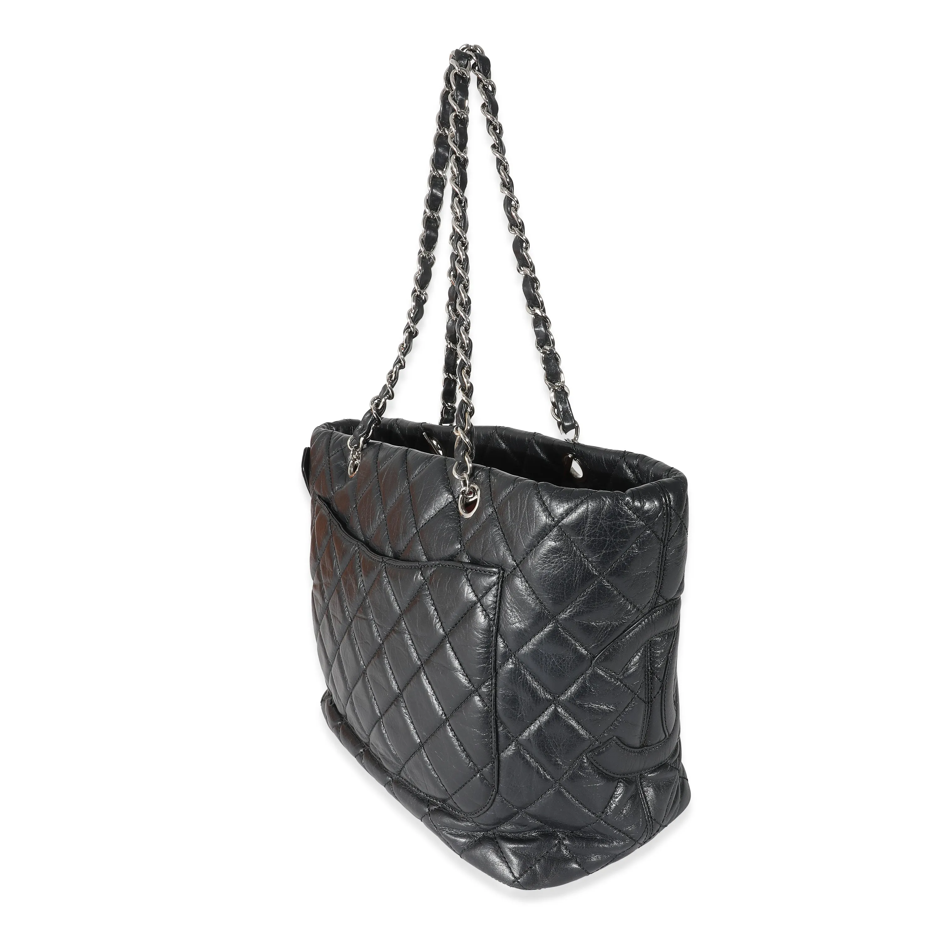 Chanel Black Quilted Aged Calfskin Medium Cotton Club Tote