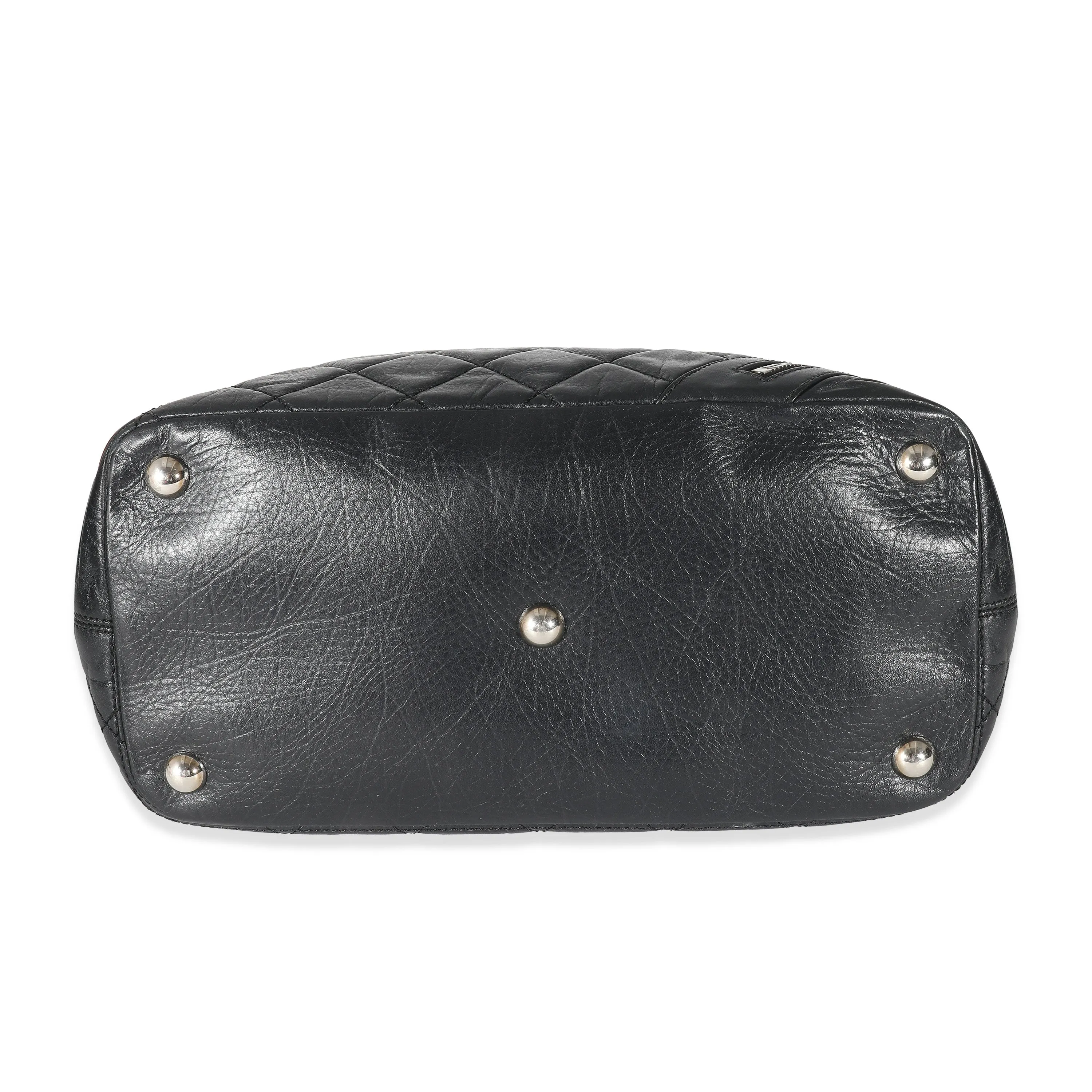 Chanel Black Quilted Aged Calfskin Medium Cotton Club Tote