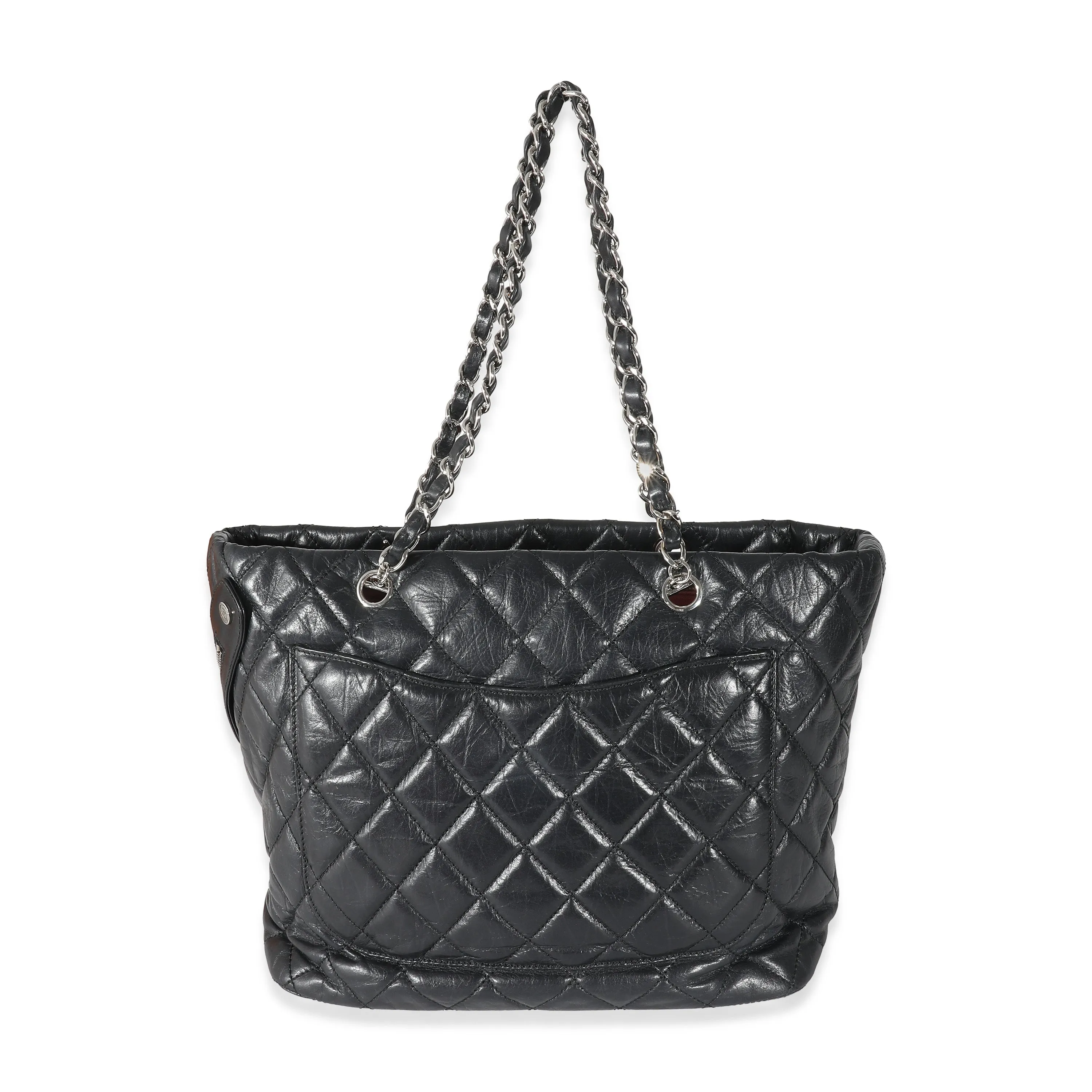Chanel Black Quilted Aged Calfskin Medium Cotton Club Tote