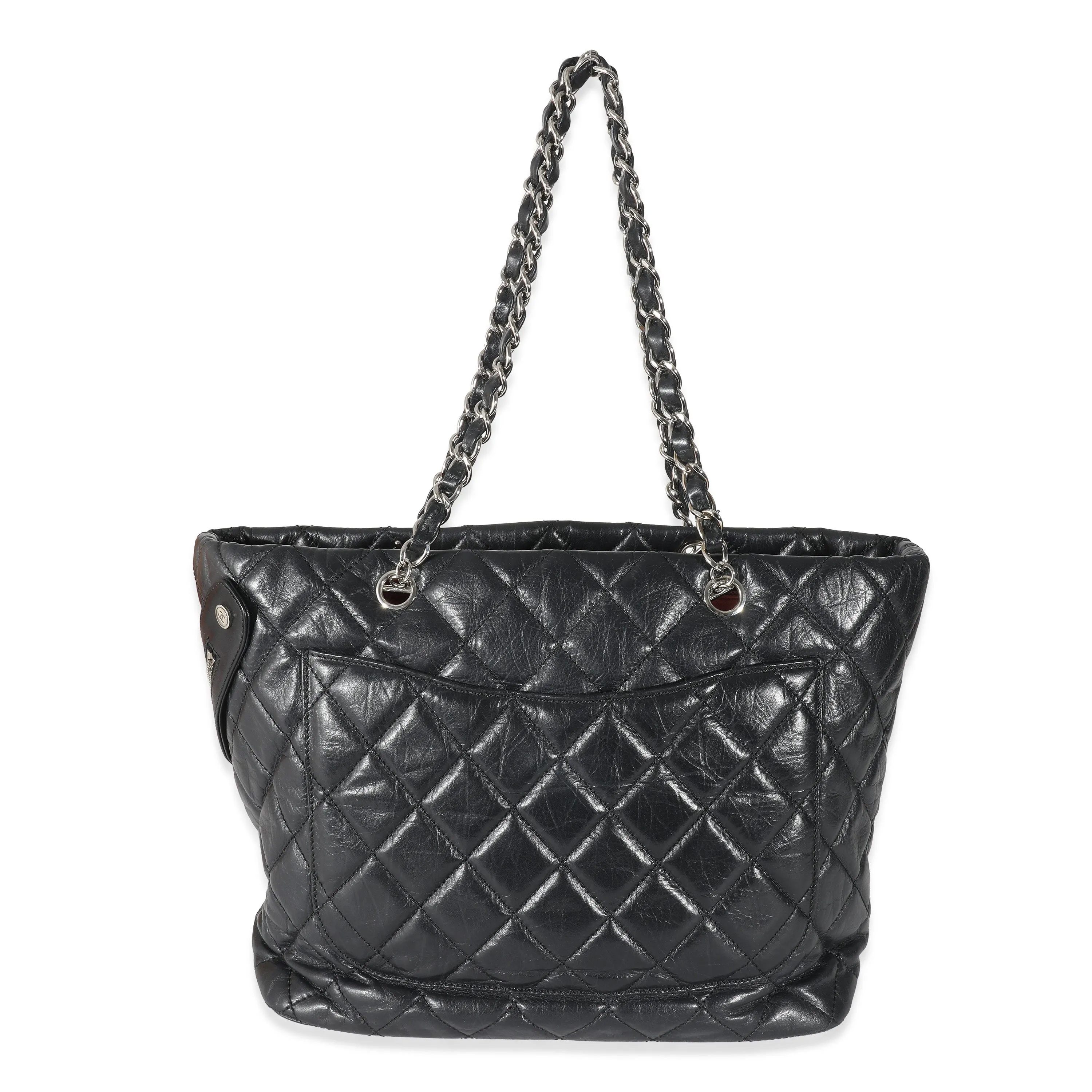 Chanel Black Quilted Aged Calfskin Medium Cotton Club Tote