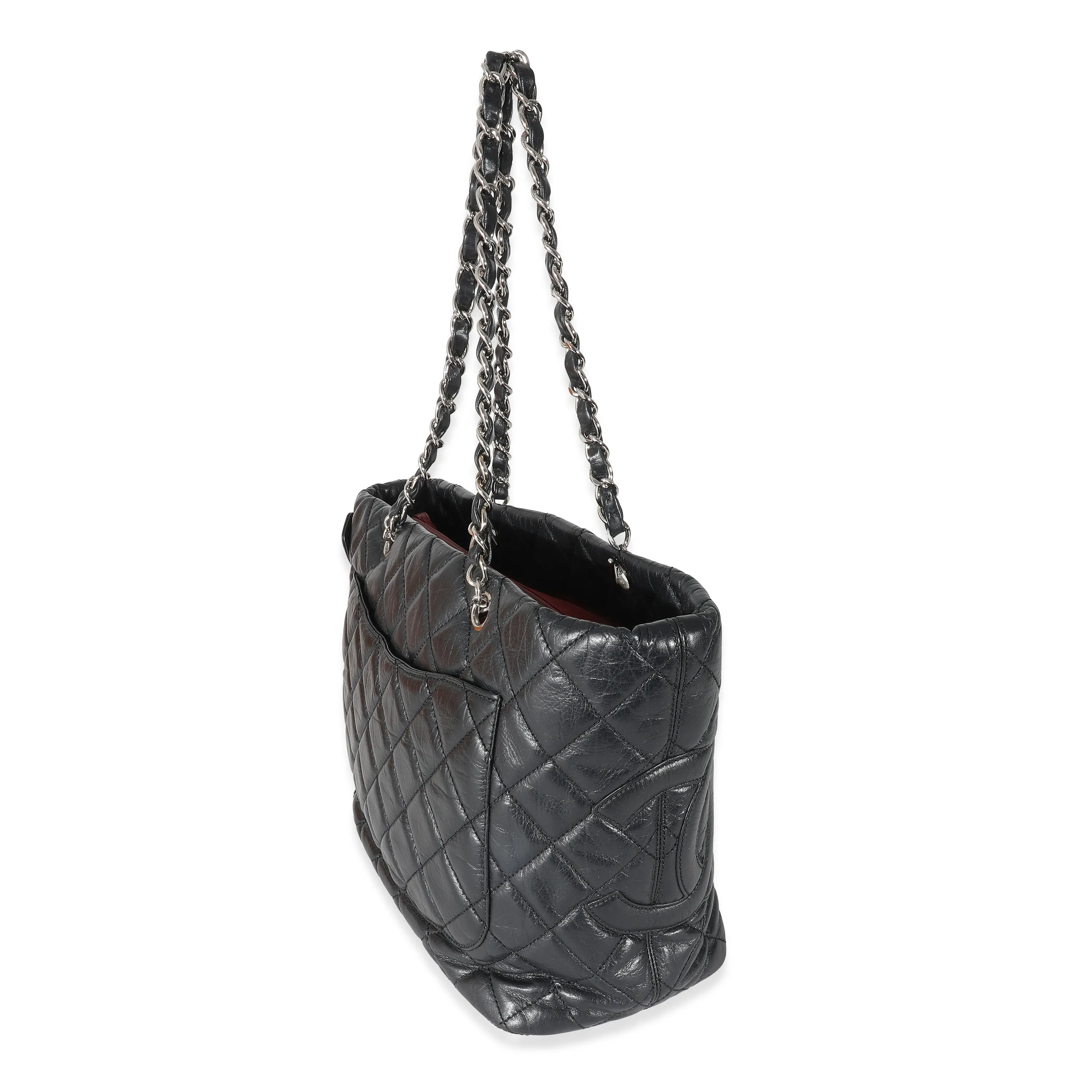 Chanel Black Quilted Aged Calfskin Medium Cotton Club Tote