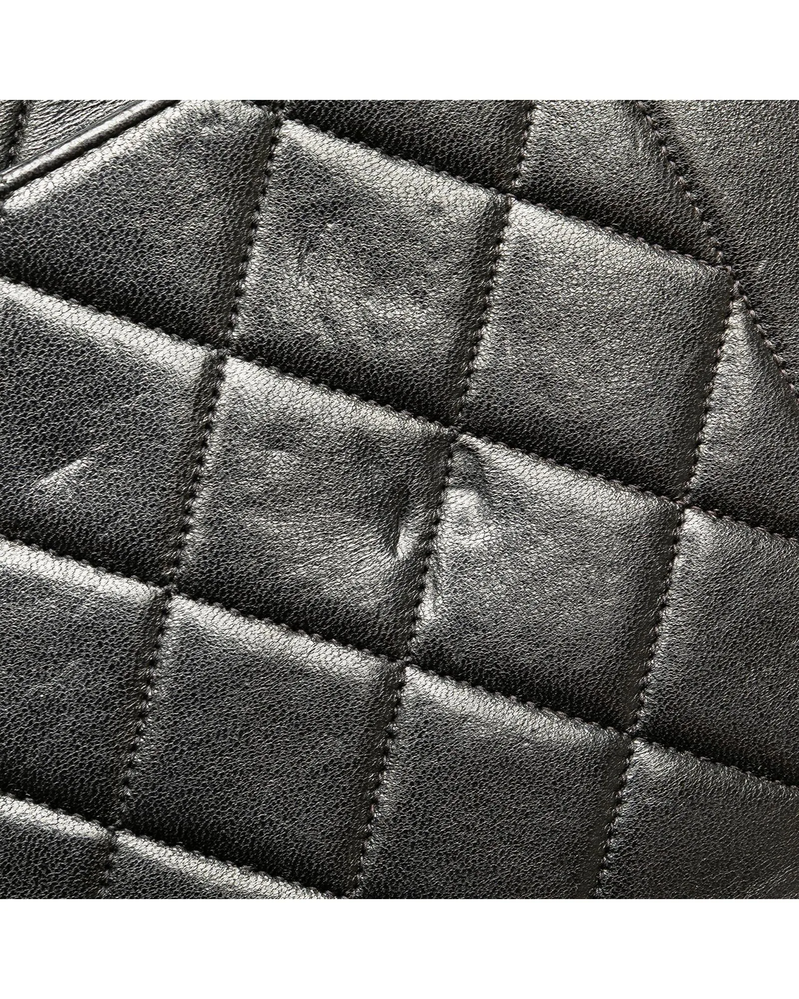 Chanel Classic Double Flap Black Lambskin Leather Shoulder Bag