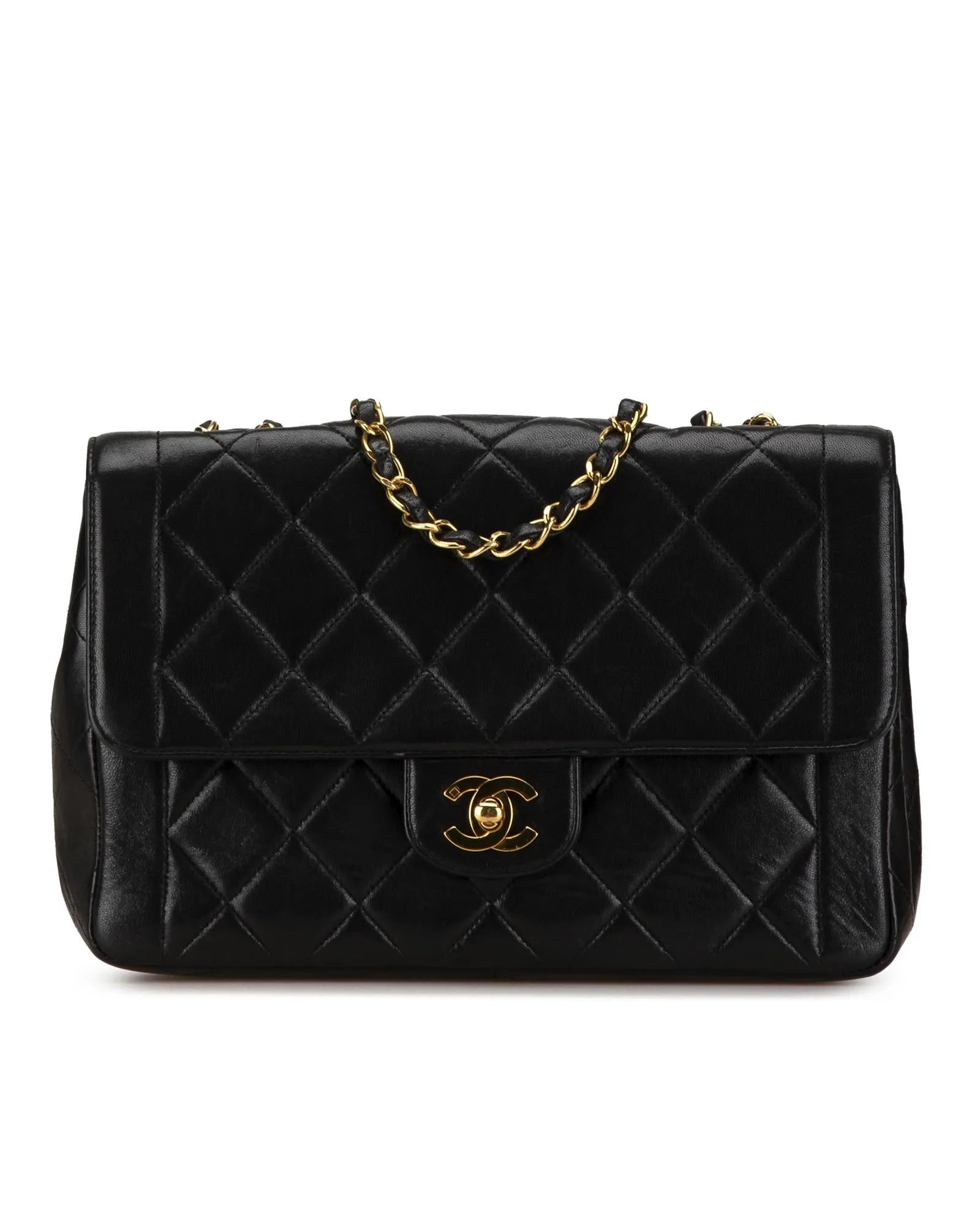 Chanel Classic Double Flap Black Lambskin Leather Shoulder Bag