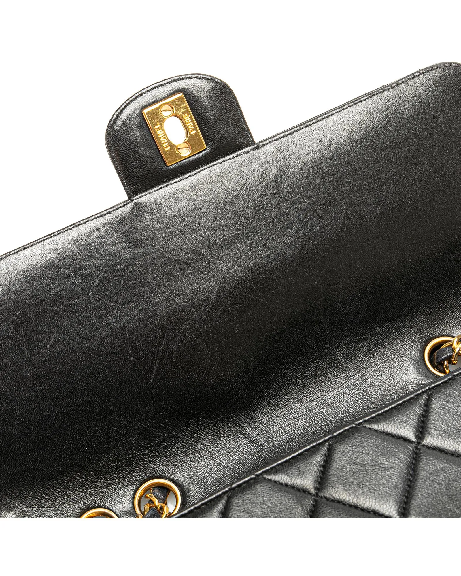 Chanel Classic Double Flap Black Lambskin Leather Shoulder Bag