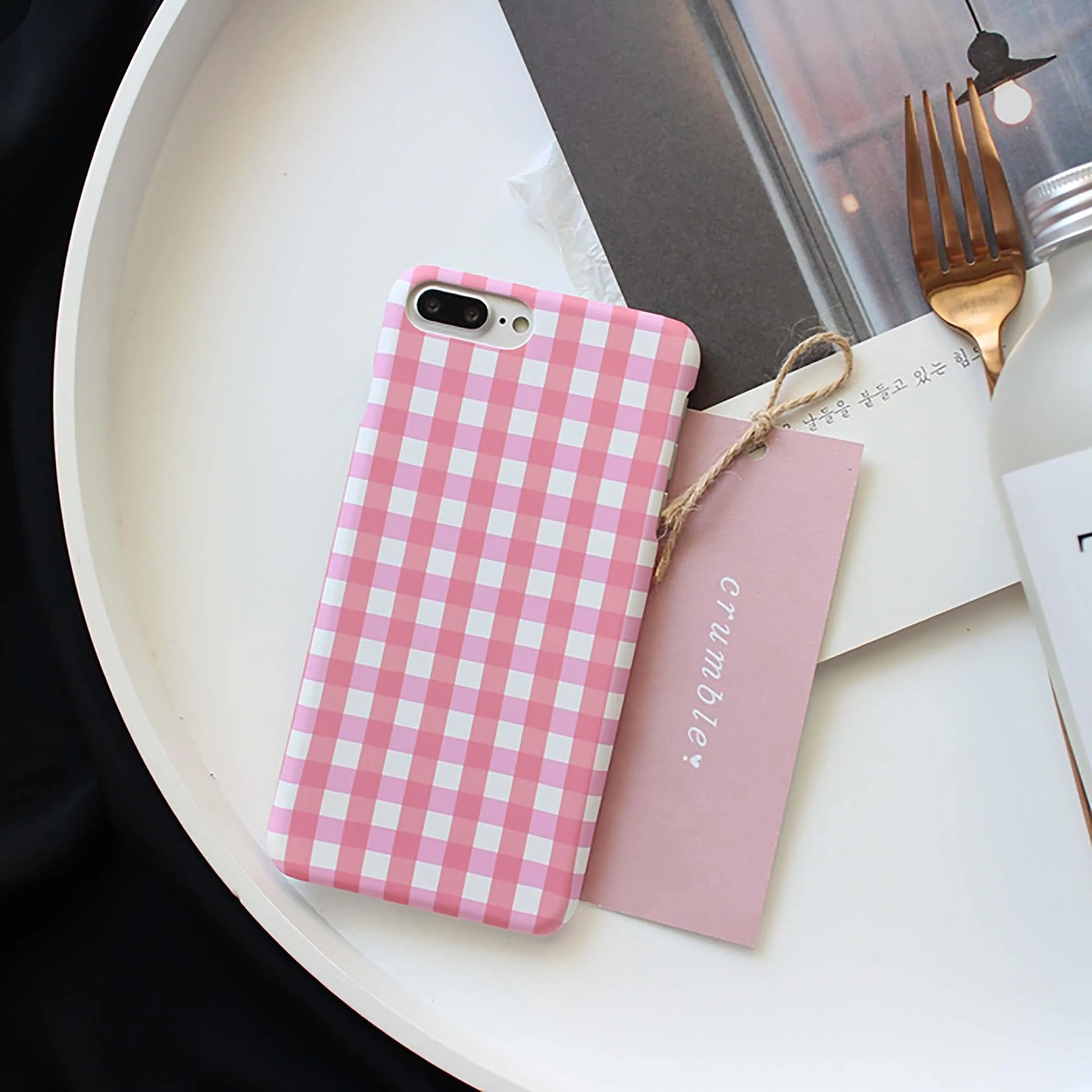 Check Print Slim Matte Phone Case Cover