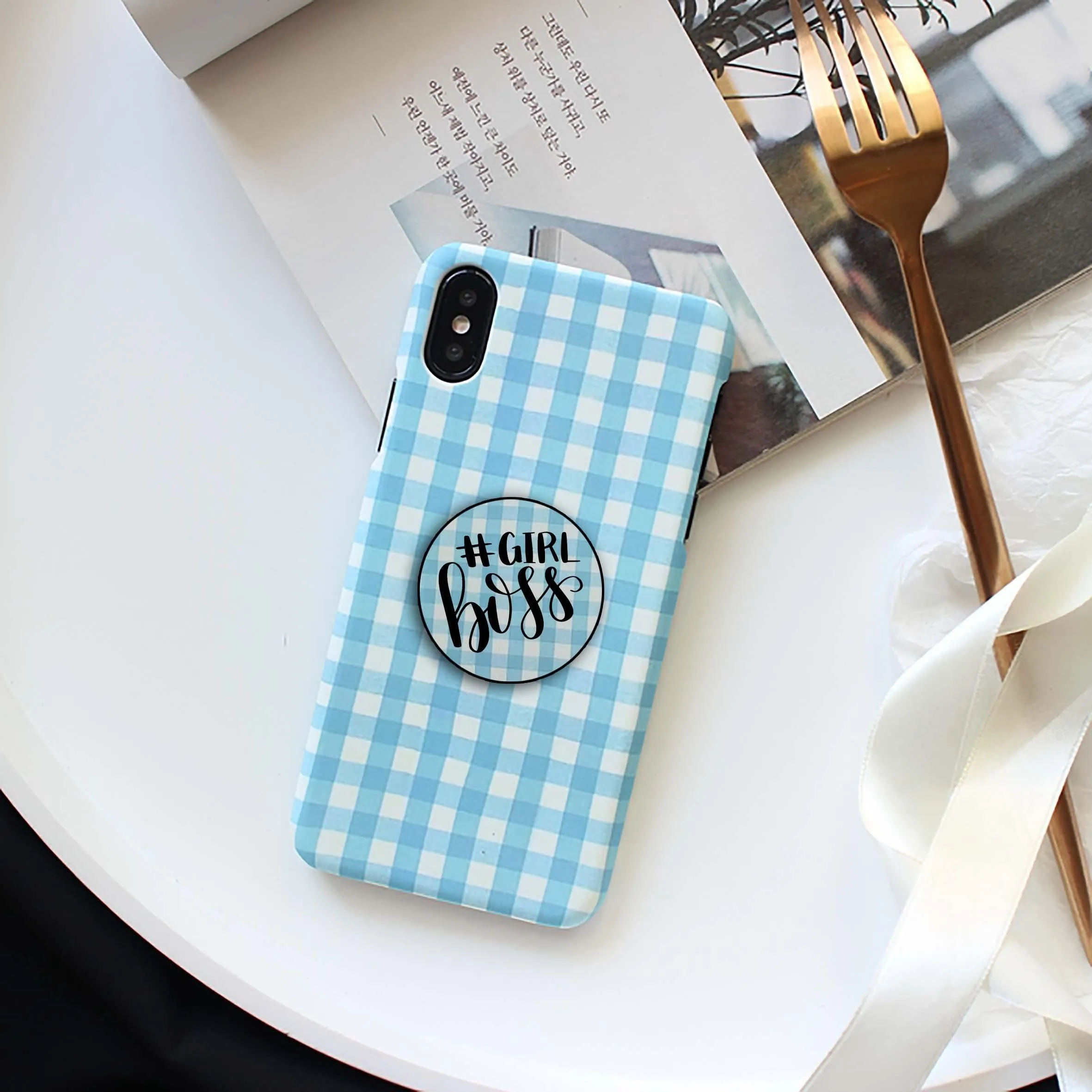 Check Print Slim Matte Phone Case Cover