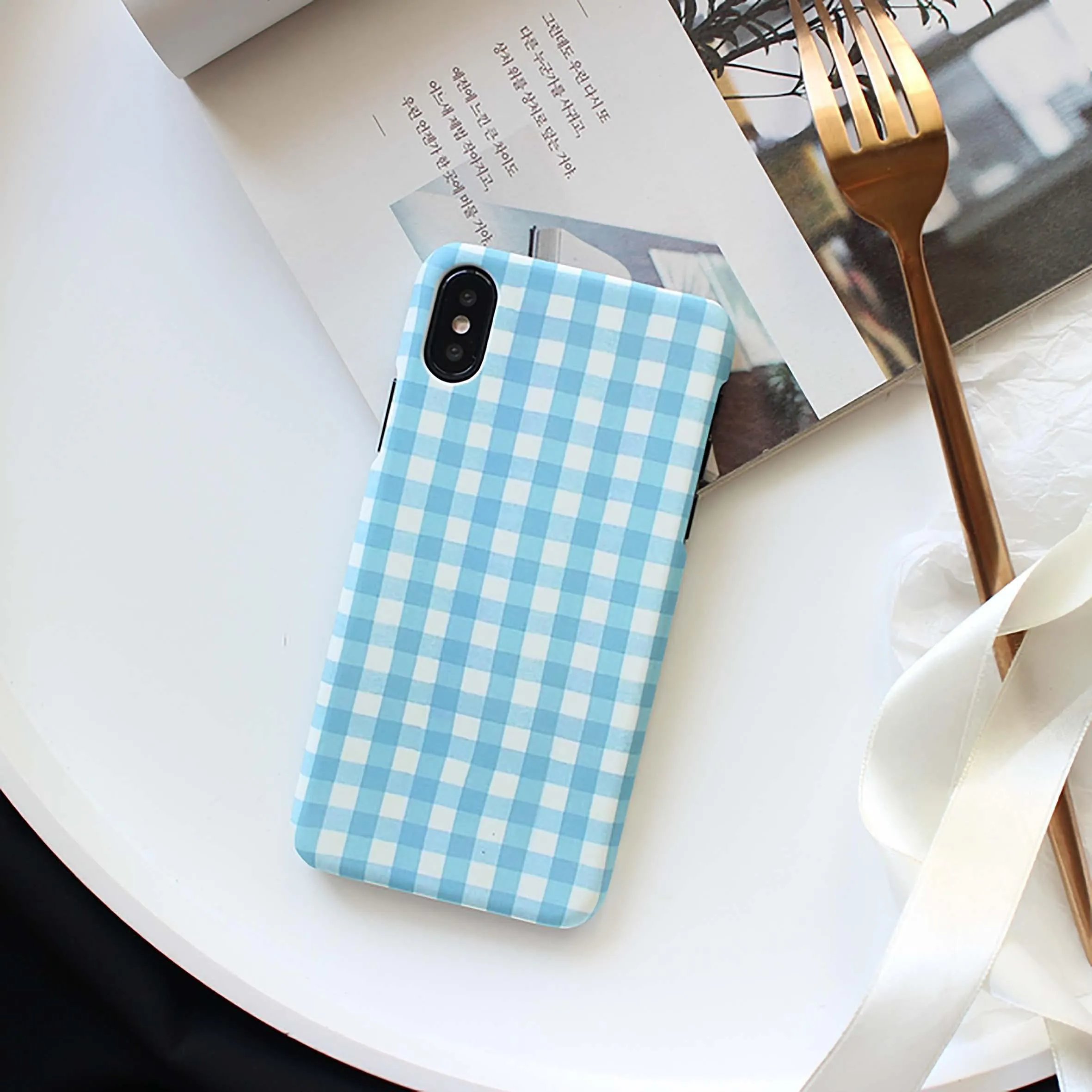 Check Print Slim Matte Phone Case Cover
