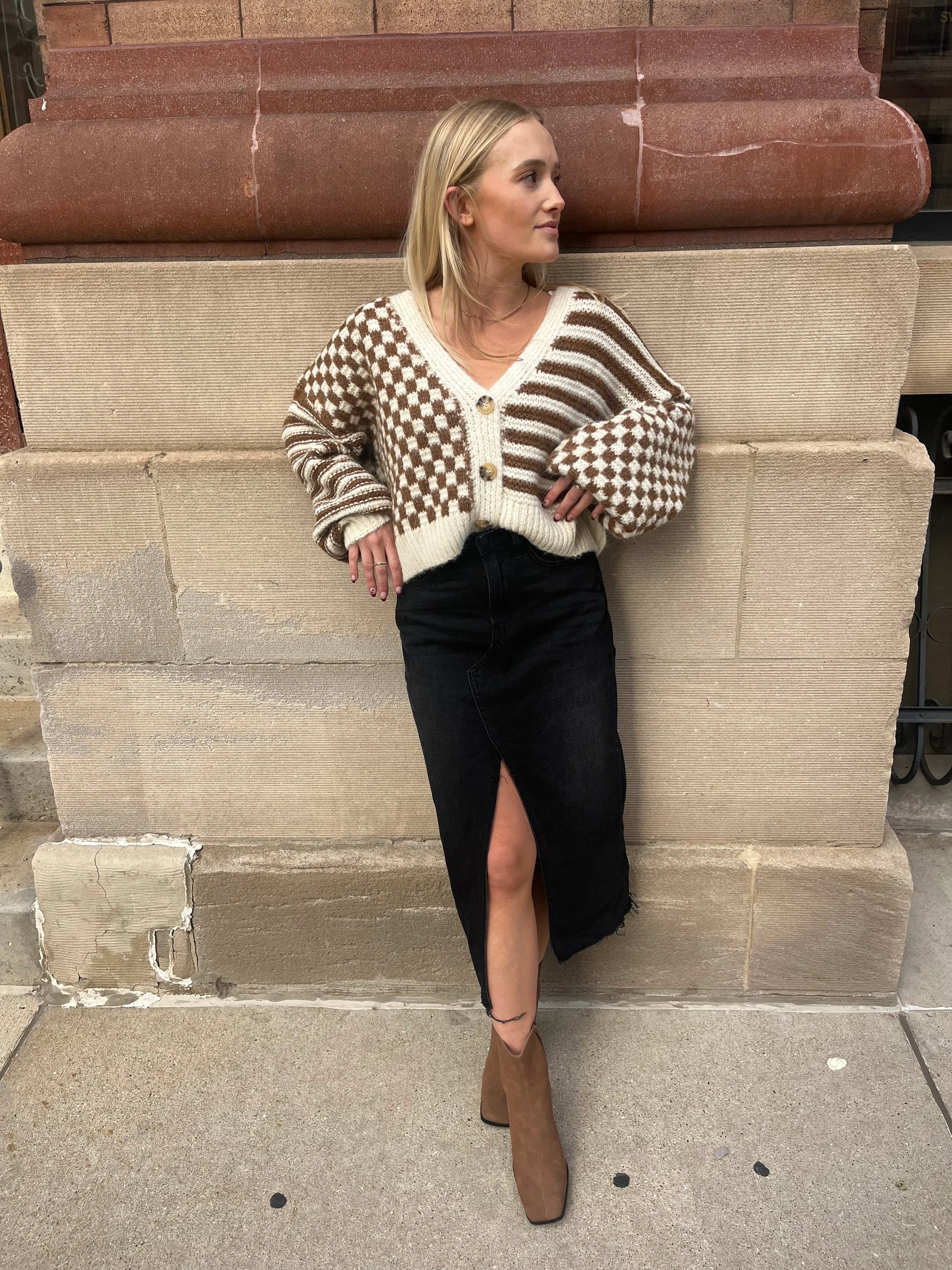 Checked Out Cardigan