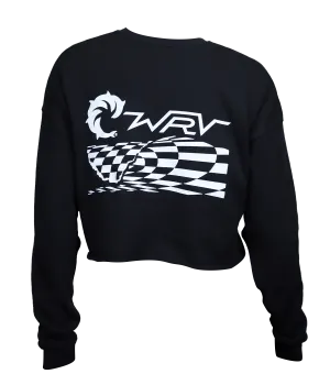 Checker Wave Ladies Crop Crew Sweatshirt