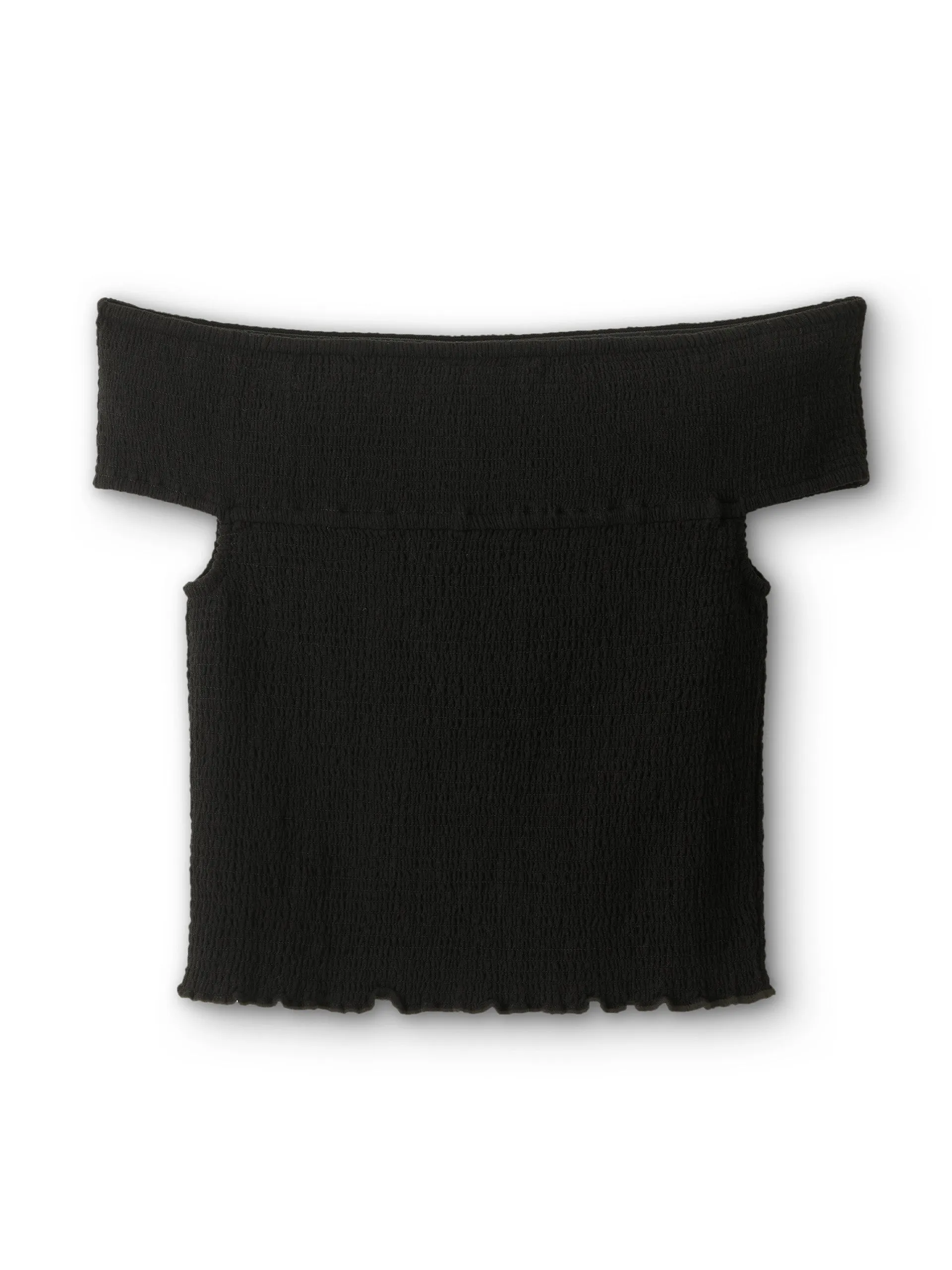 Cheesecloth shirred bandeau top