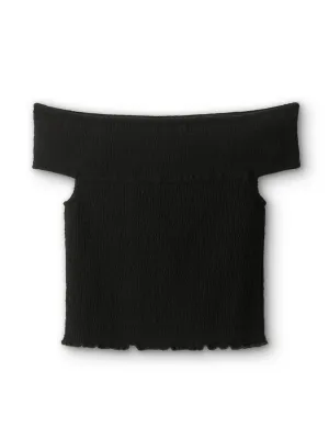 Cheesecloth shirred bandeau top
