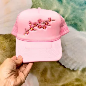 Cherry Blossom Trucker Hat Solid Color Trucker Hats - Spring Trucker Hats