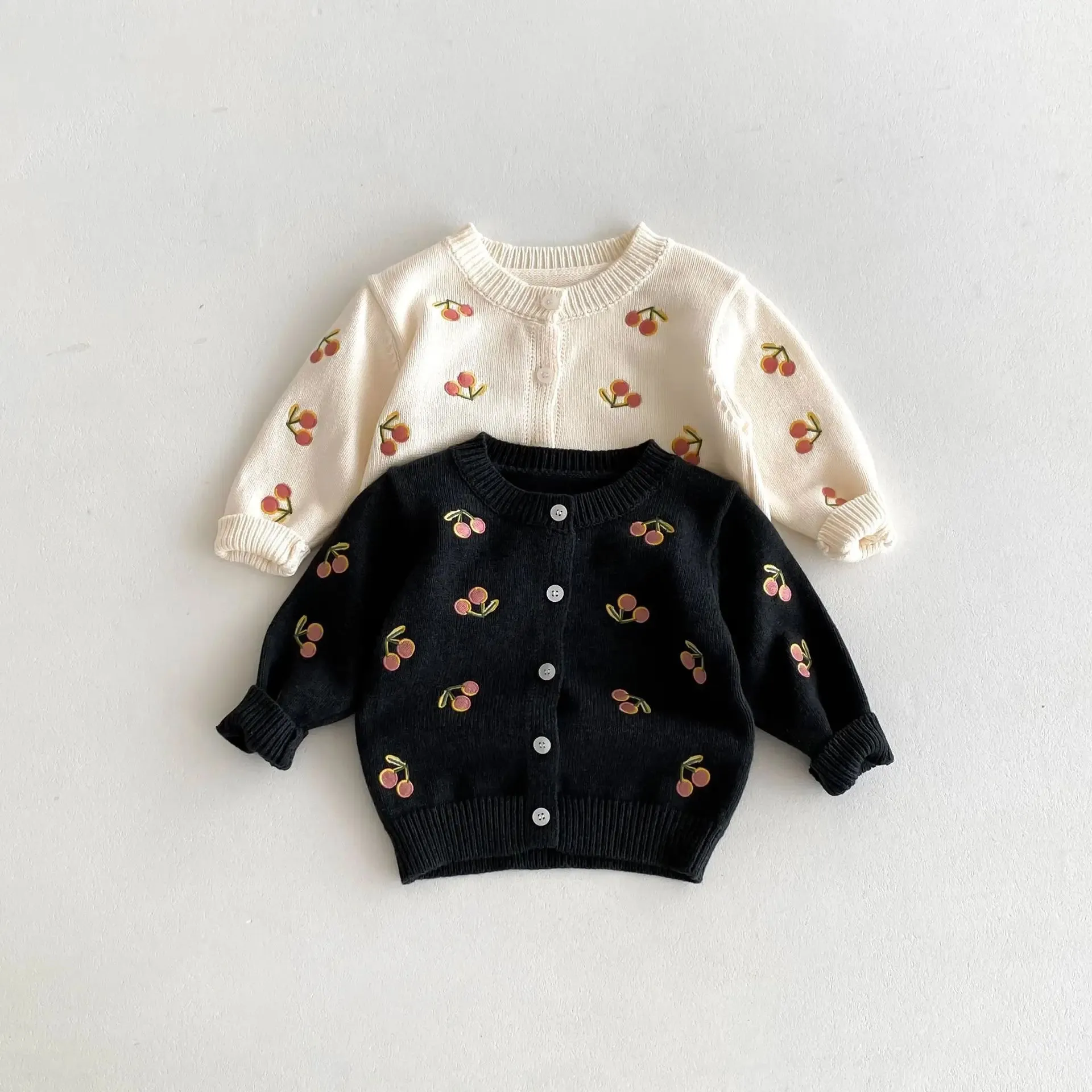 Cherry Embroidered Knit Cardigan