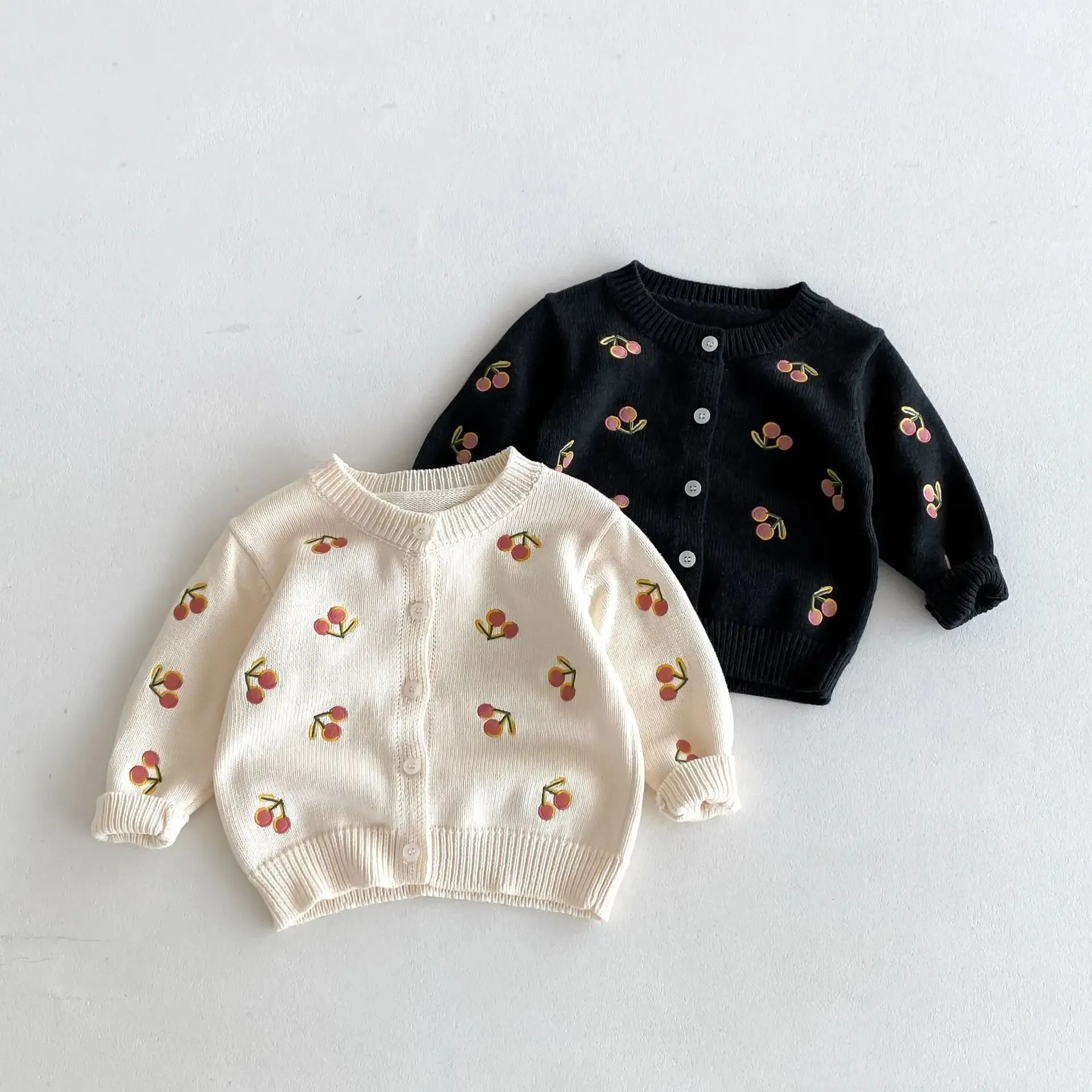 Cherry Embroidered Knit Cardigan