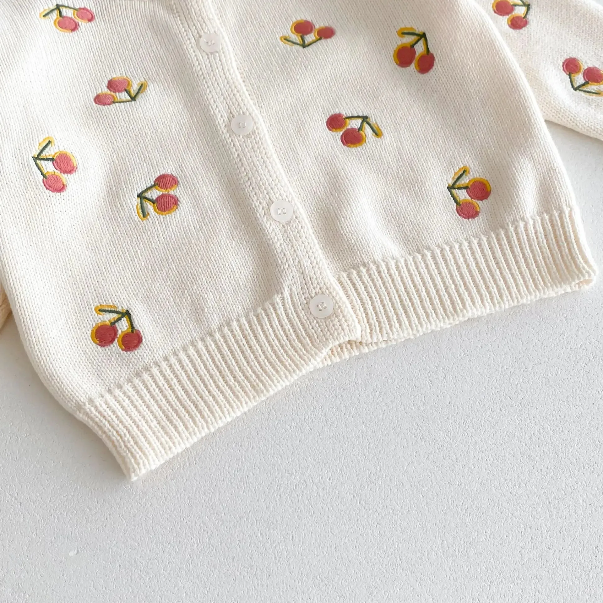 Cherry Embroidered Knit Cardigan