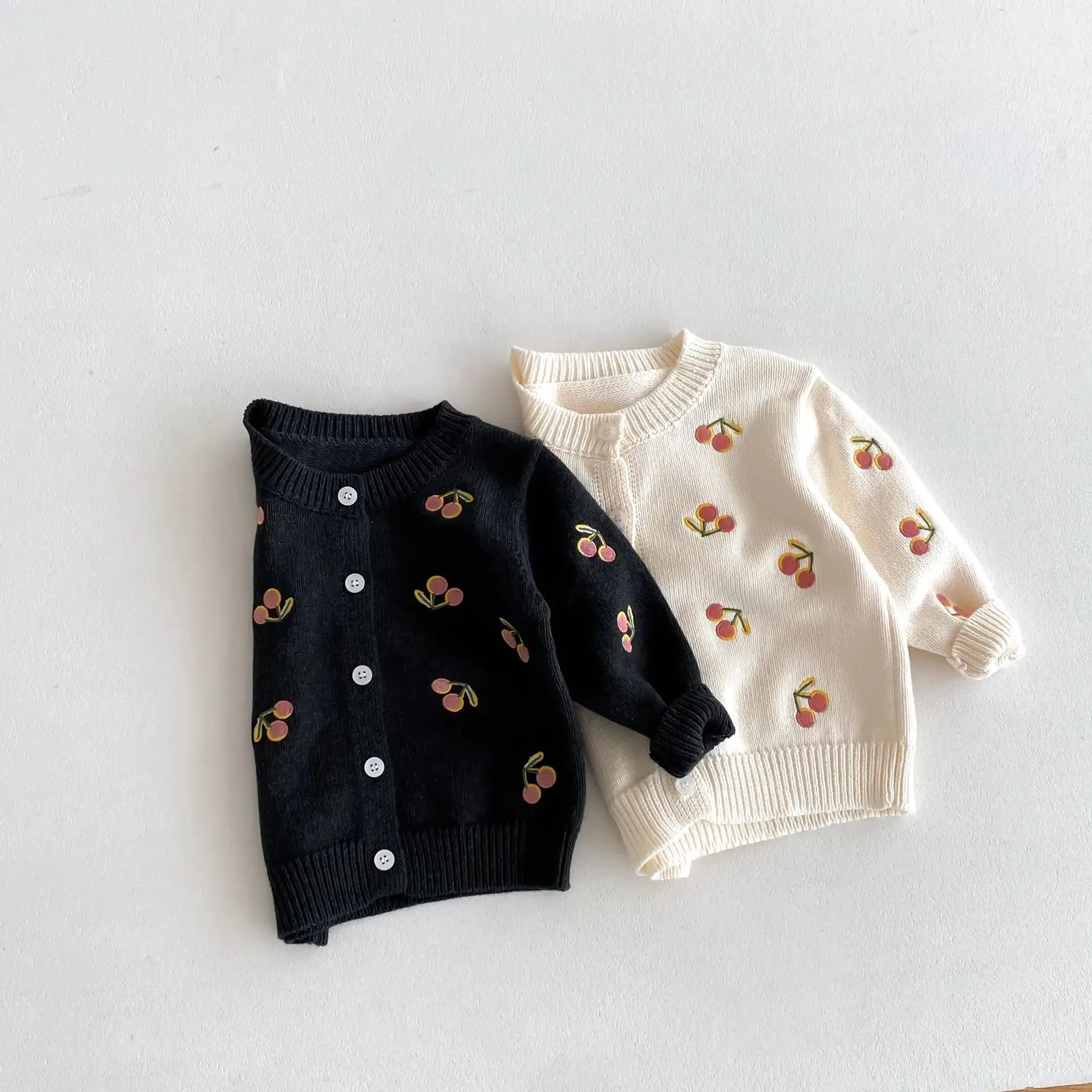 Cherry Embroidered Knit Cardigan