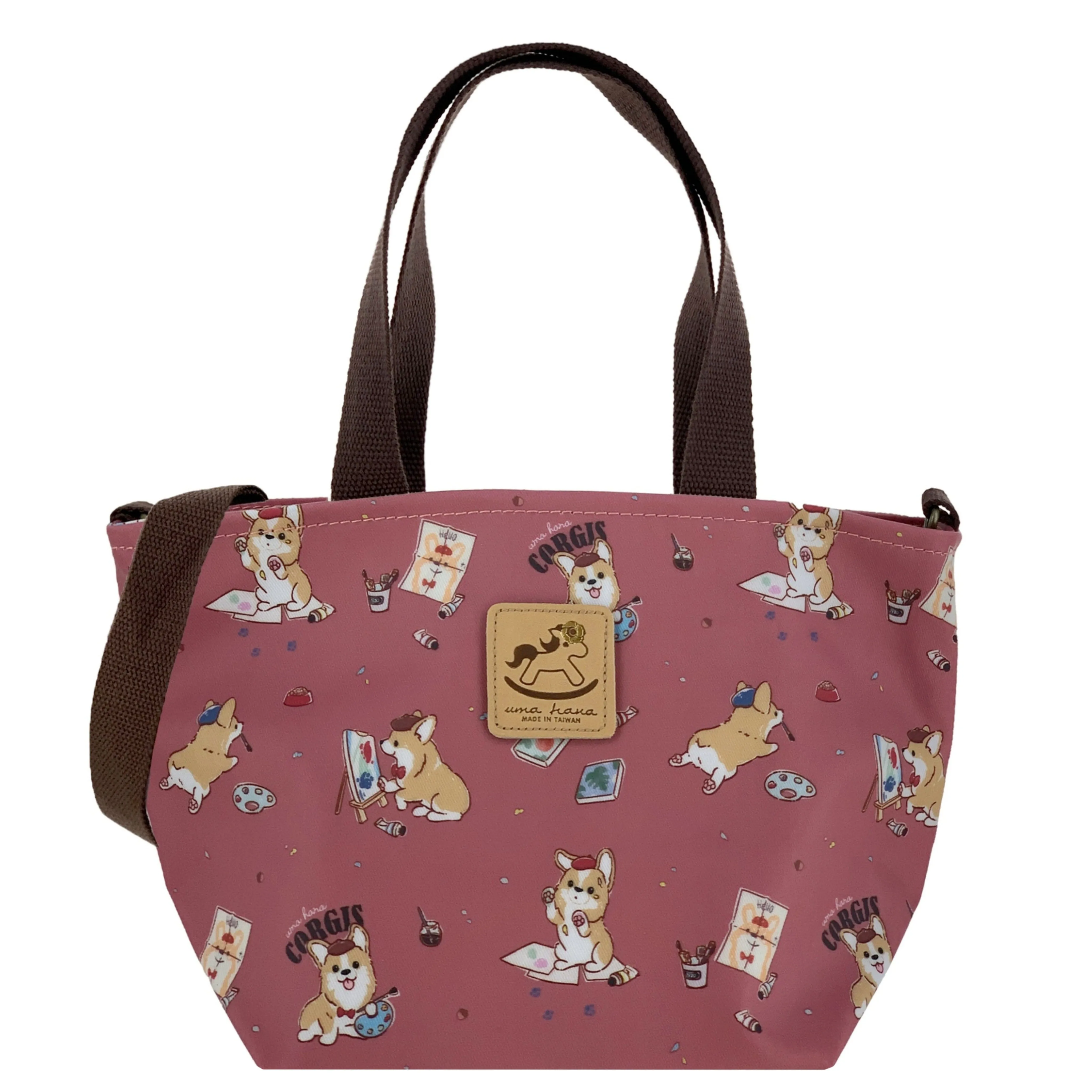 Cherry Red Color Me Corgi Mini Travel Tote