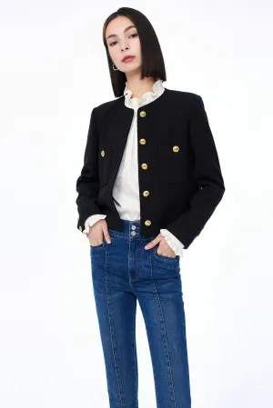 Chic Solid Color Short Jacket
