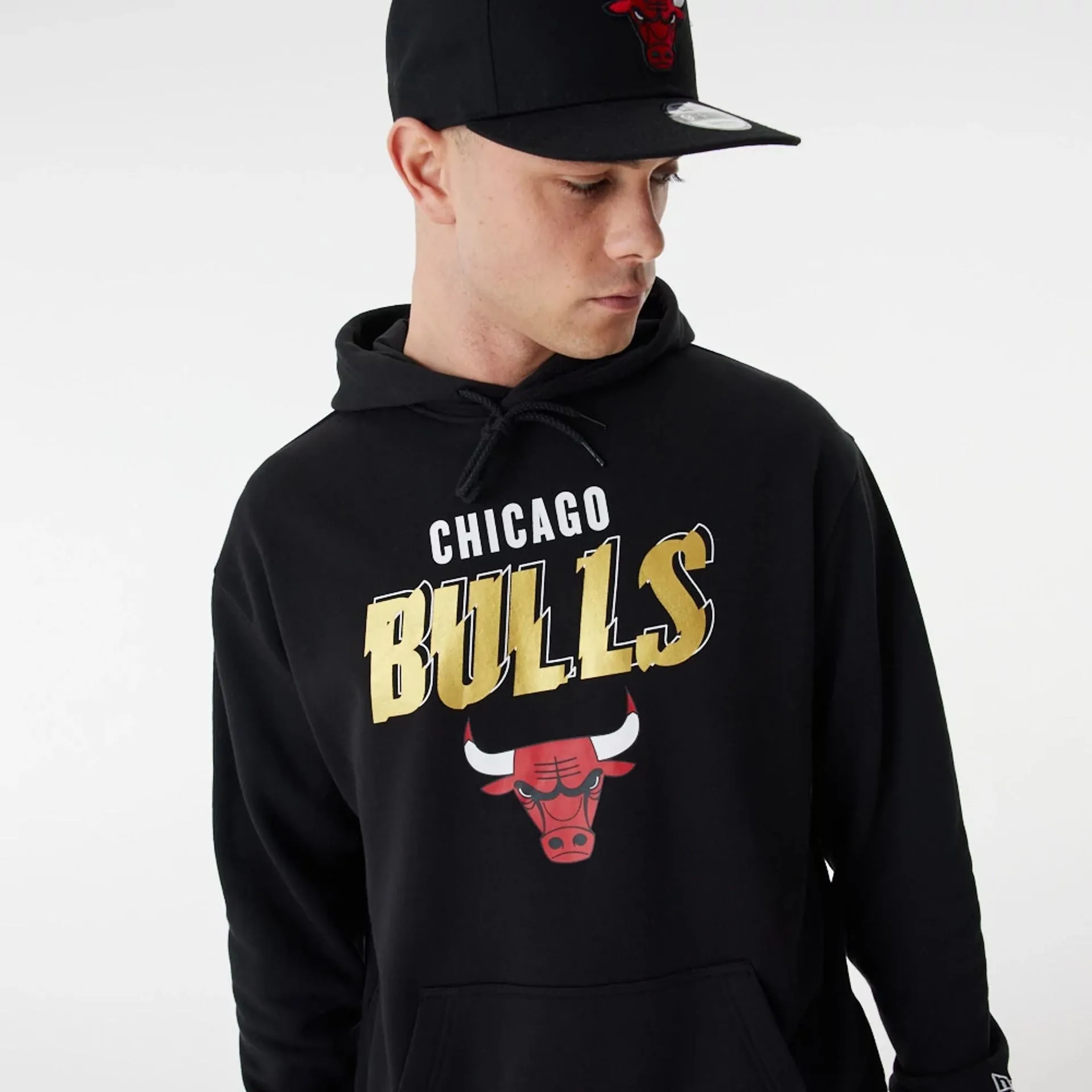 Chicago Bulls Team Script Black Oversized Hoodie