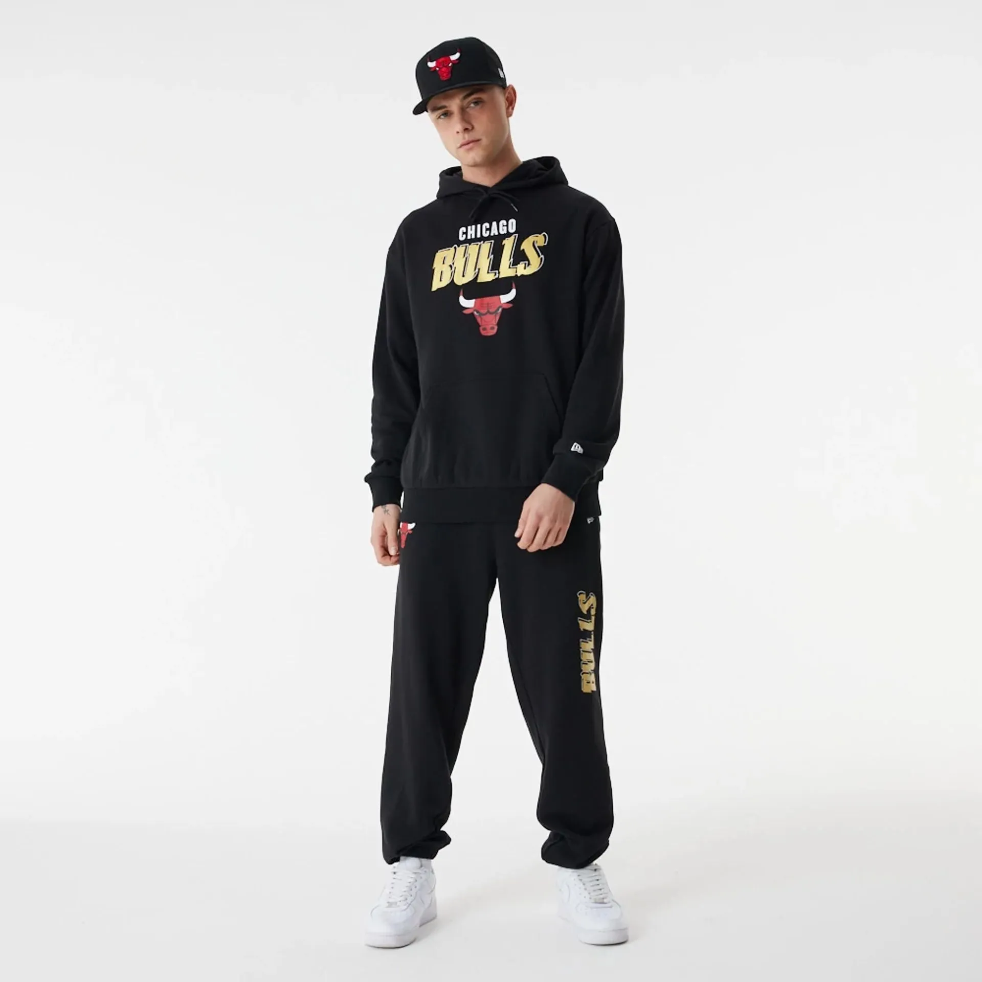 Chicago Bulls Team Script Black Oversized Hoodie