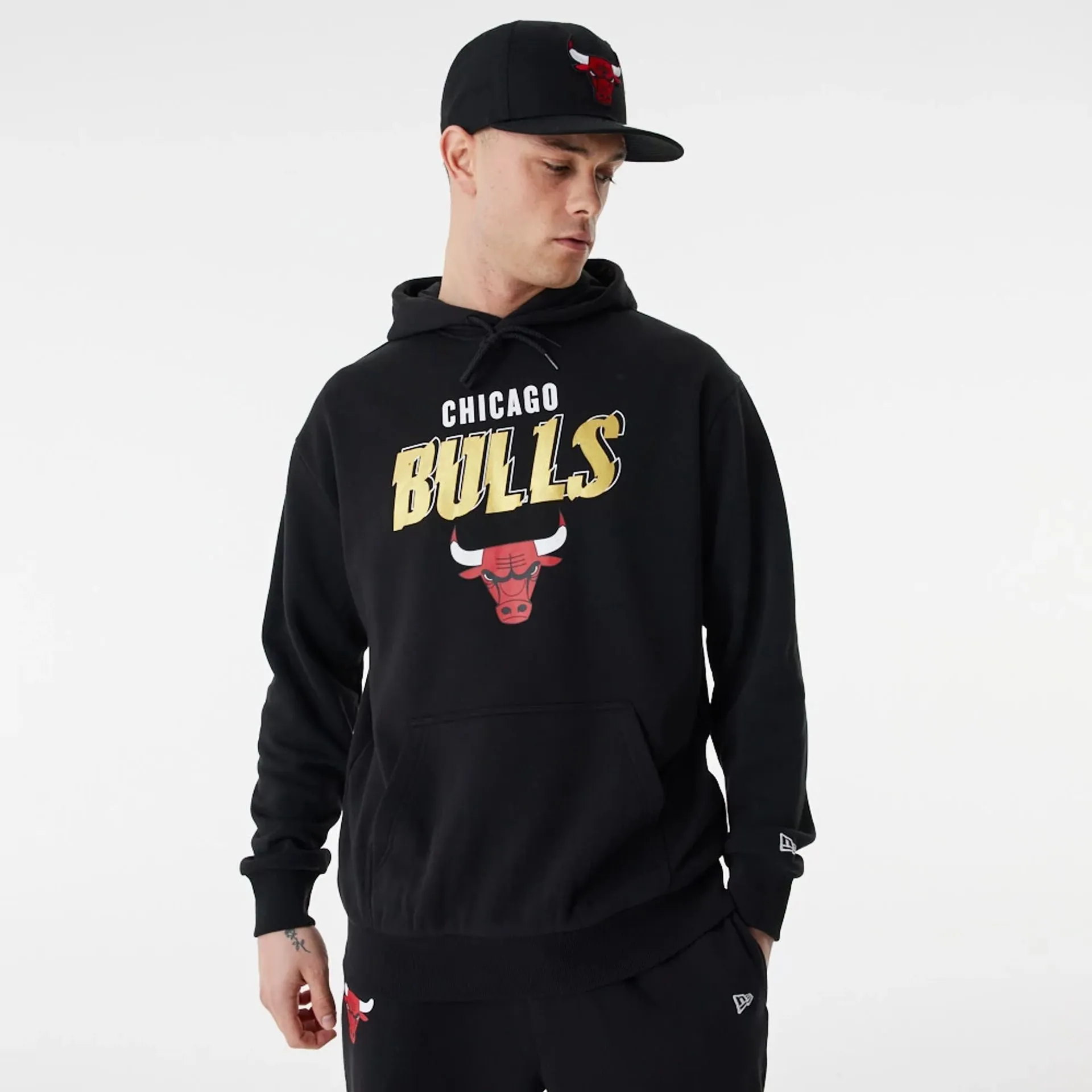 Chicago Bulls Team Script Black Oversized Hoodie