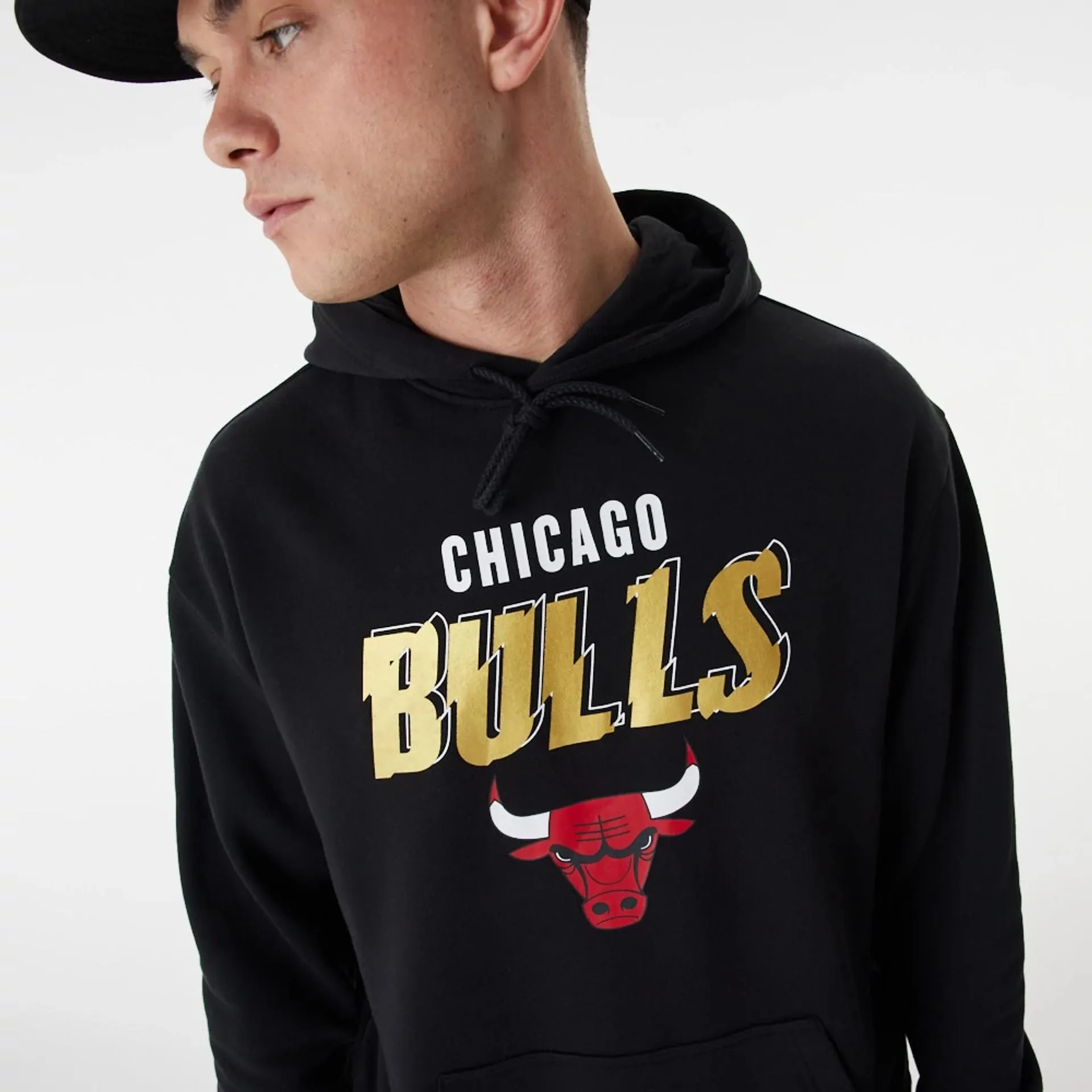 Chicago Bulls Team Script Black Oversized Hoodie