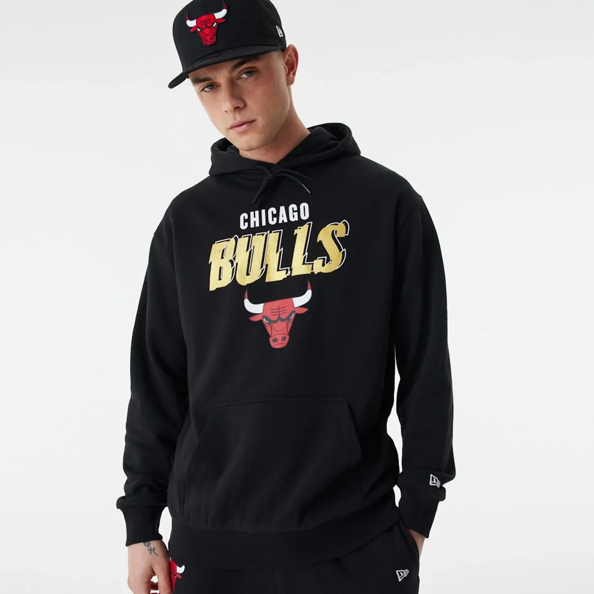 Chicago Bulls Team Script Black Oversized Hoodie