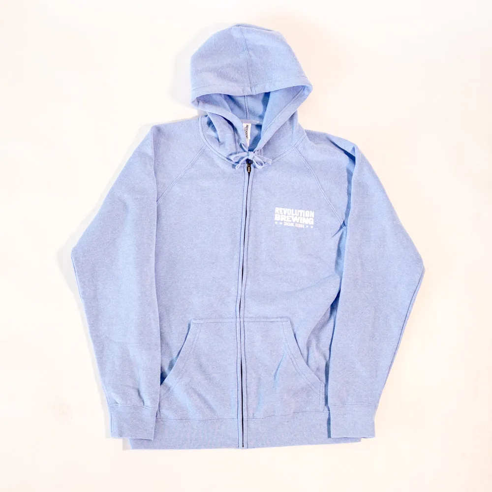 Chicago Flag Zip-Up Hoodie - Blue Heather