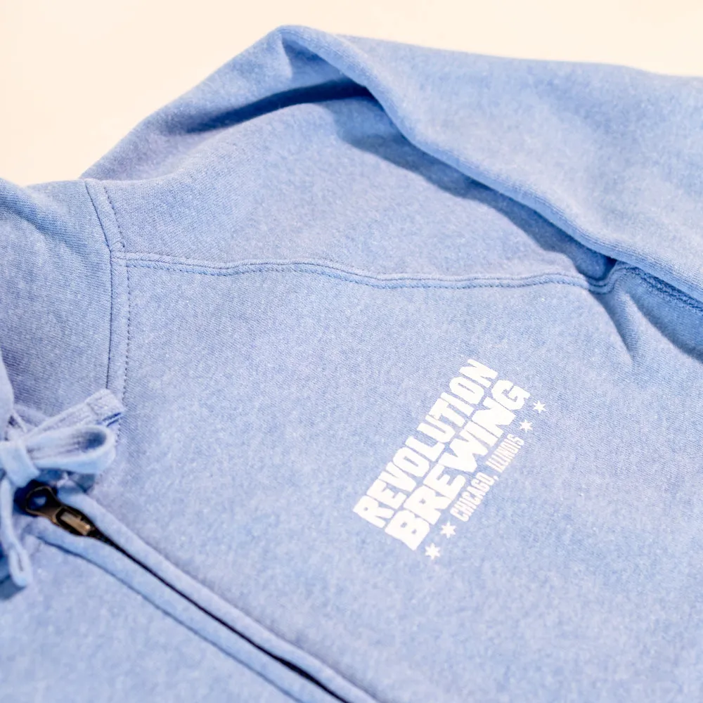Chicago Flag Zip-Up Hoodie - Blue Heather