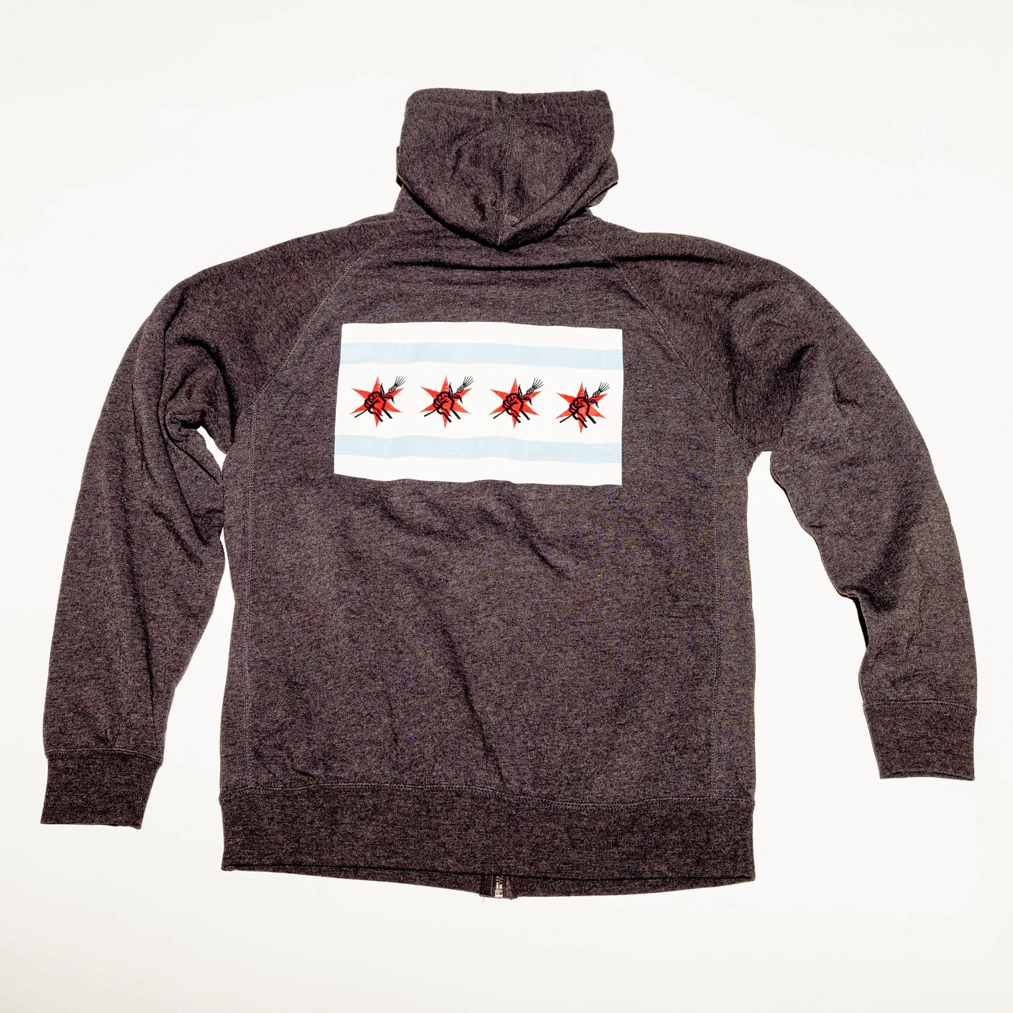 Chicago Flag Zip-Up Hoodie - Charcoal Heather
