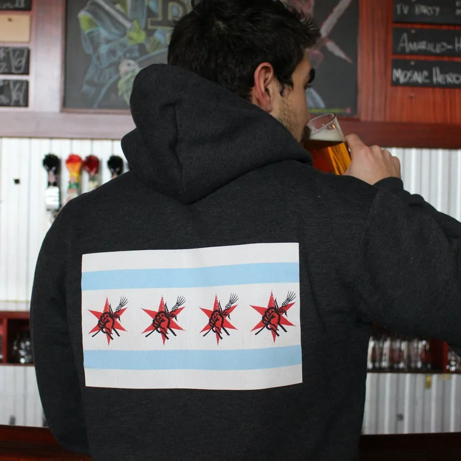 Chicago Flag Zip-Up Hoodie - Charcoal Heather