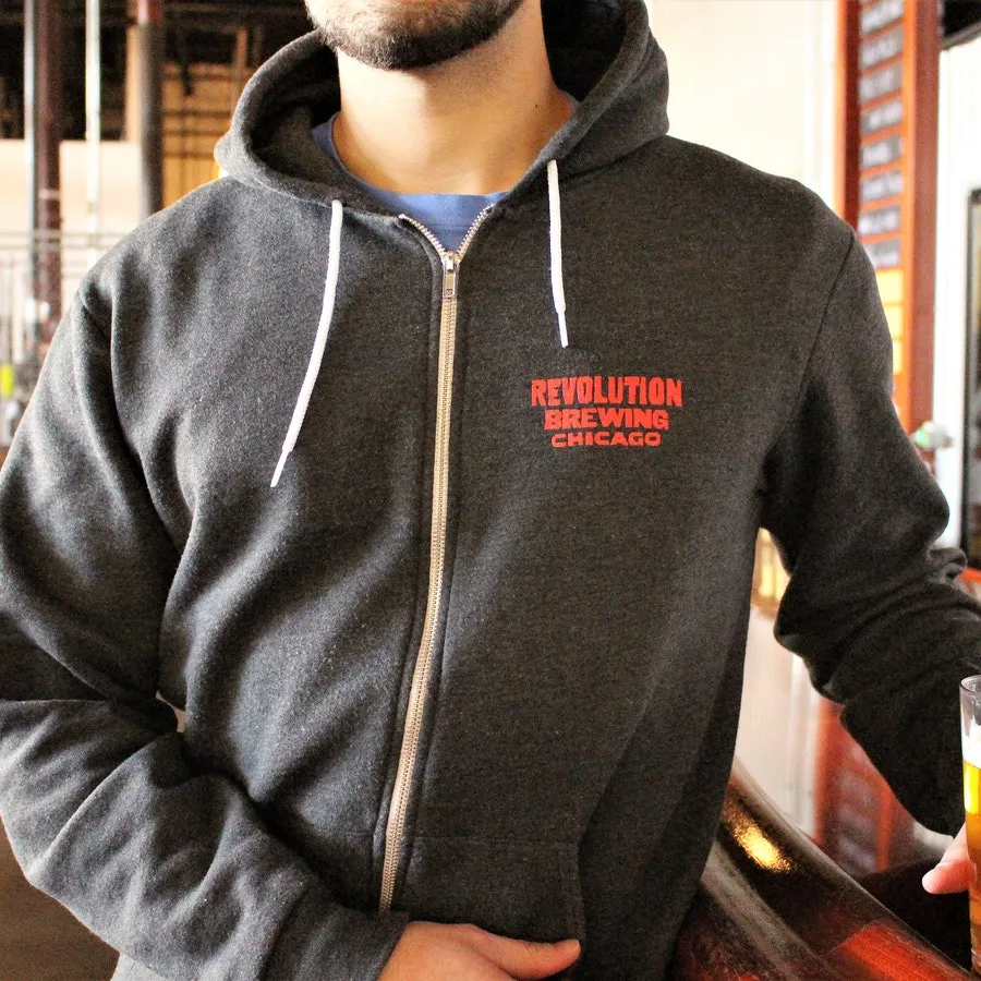 Chicago Flag Zip-Up Hoodie - Charcoal Heather