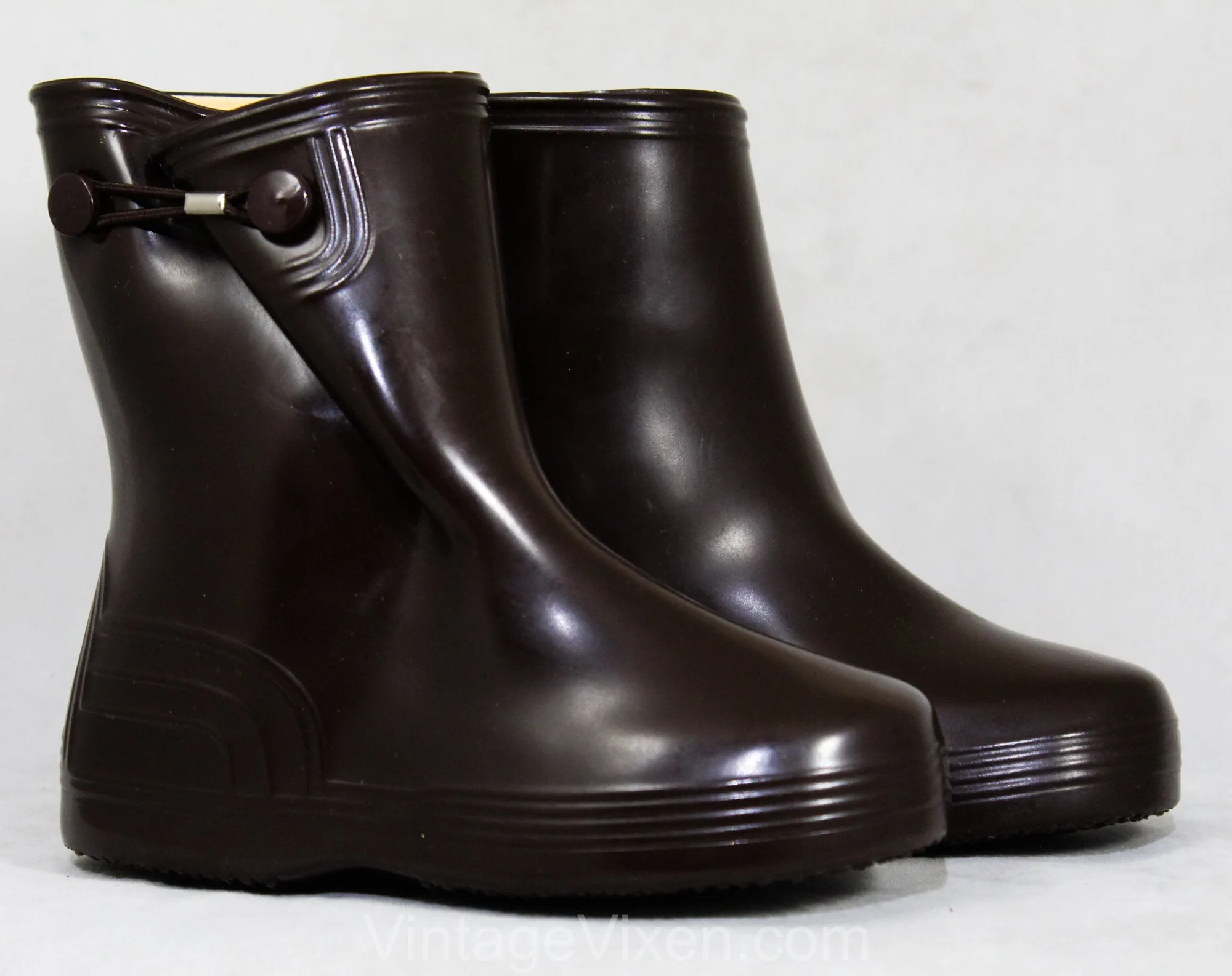 Child Size 8 Brown Galoshes - Authentic 1960s Child's Rain Boots - Waterproof Rubber Overshoe - 60s Mid Century Deadstock - Thermolites