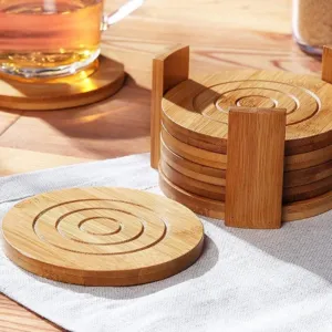 Chinese Bamboo Thickened Insulated Wooden Drink Coasters