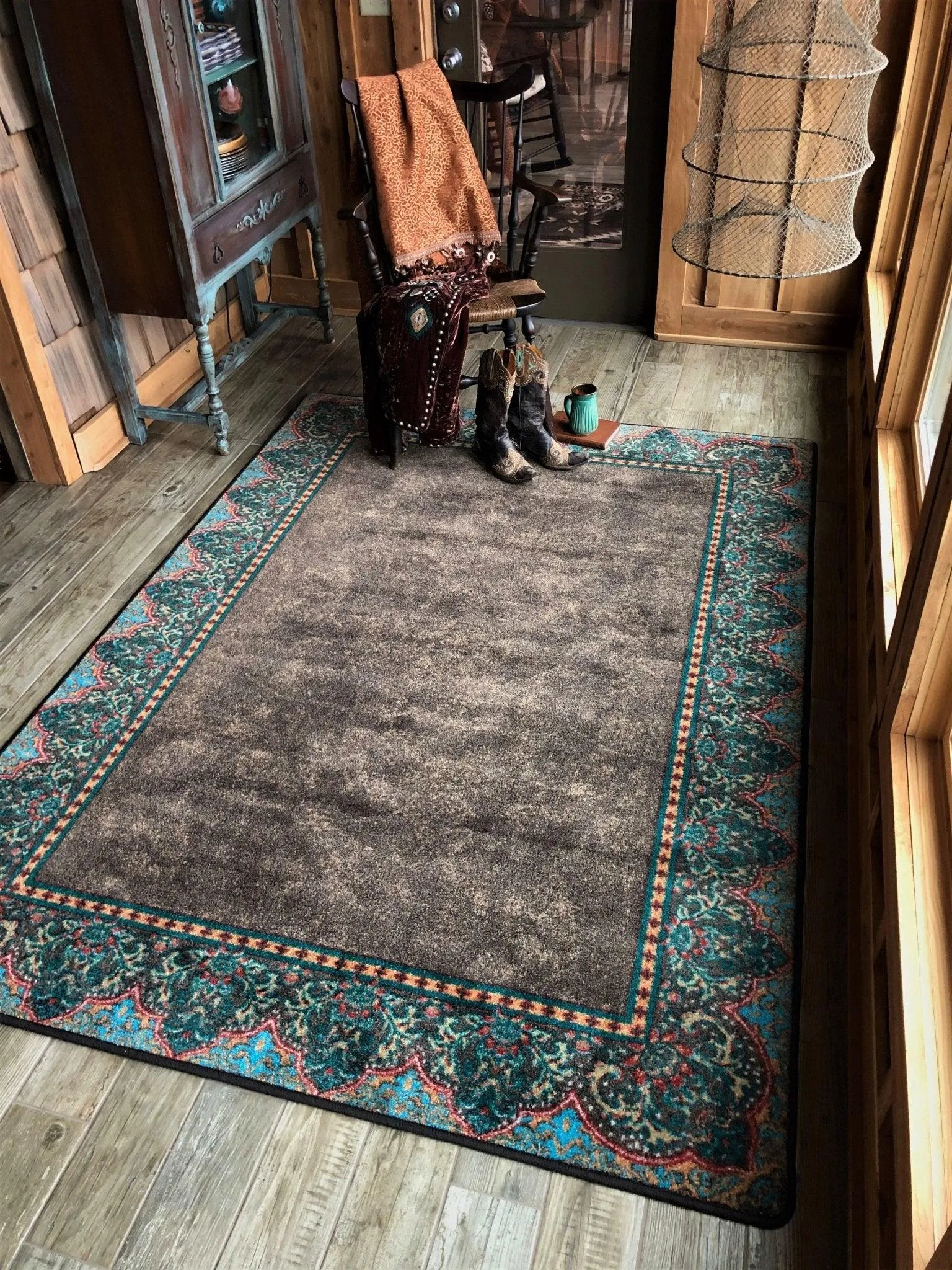 Chocolate & Turquoise Western Rugs