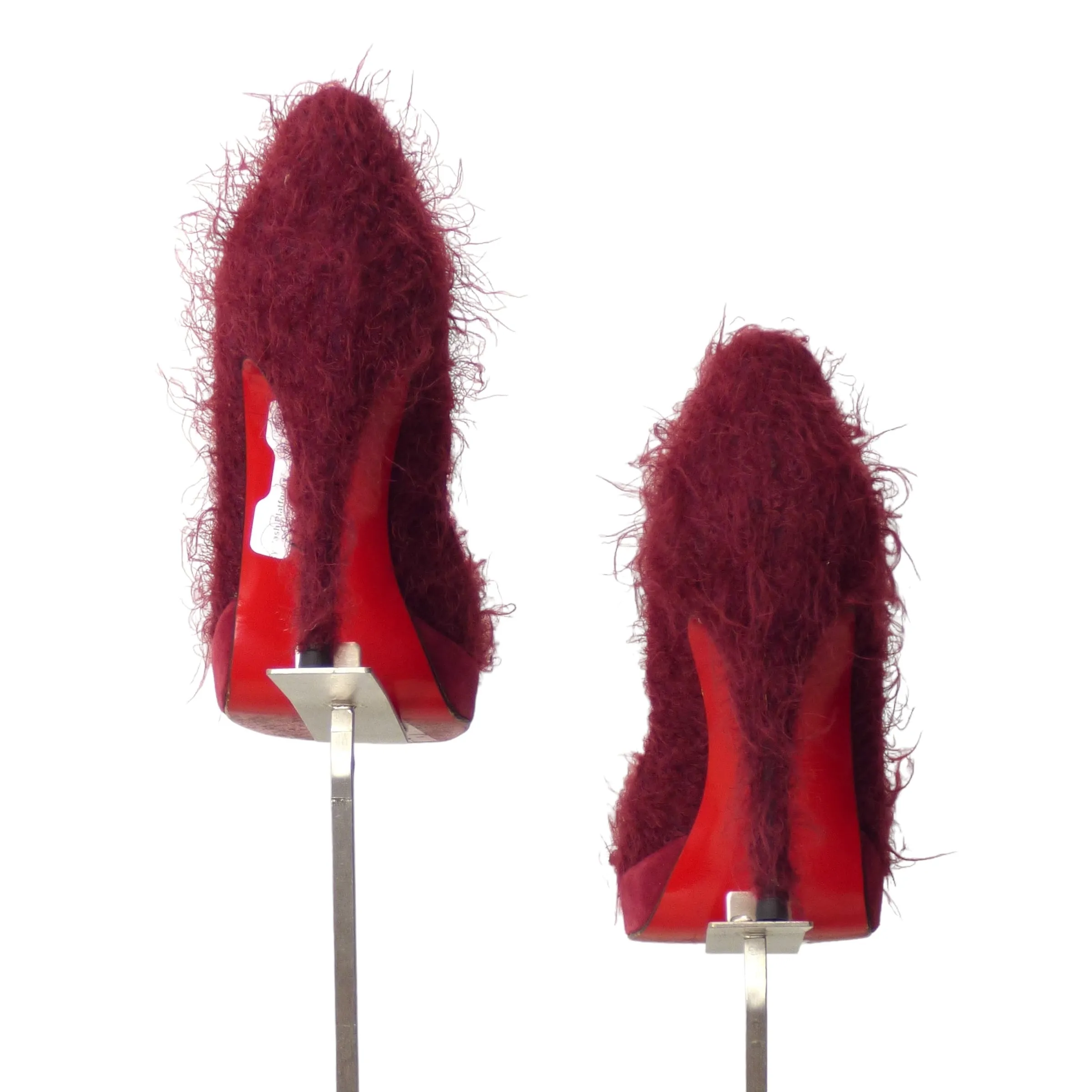 CHRISTIAN LOUBOUTIN- Burgundy Eyelash Platform Pumps, Size 39.5