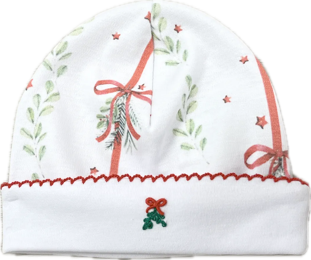 Christmas Bows & Mistletoe Baby Hat