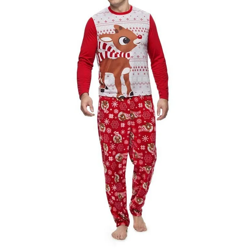 Christmas Pajamas Matching Family Outfits Parent-child Wear Cartoon  Printed Homeware Mom and Dad Daughter Clothes