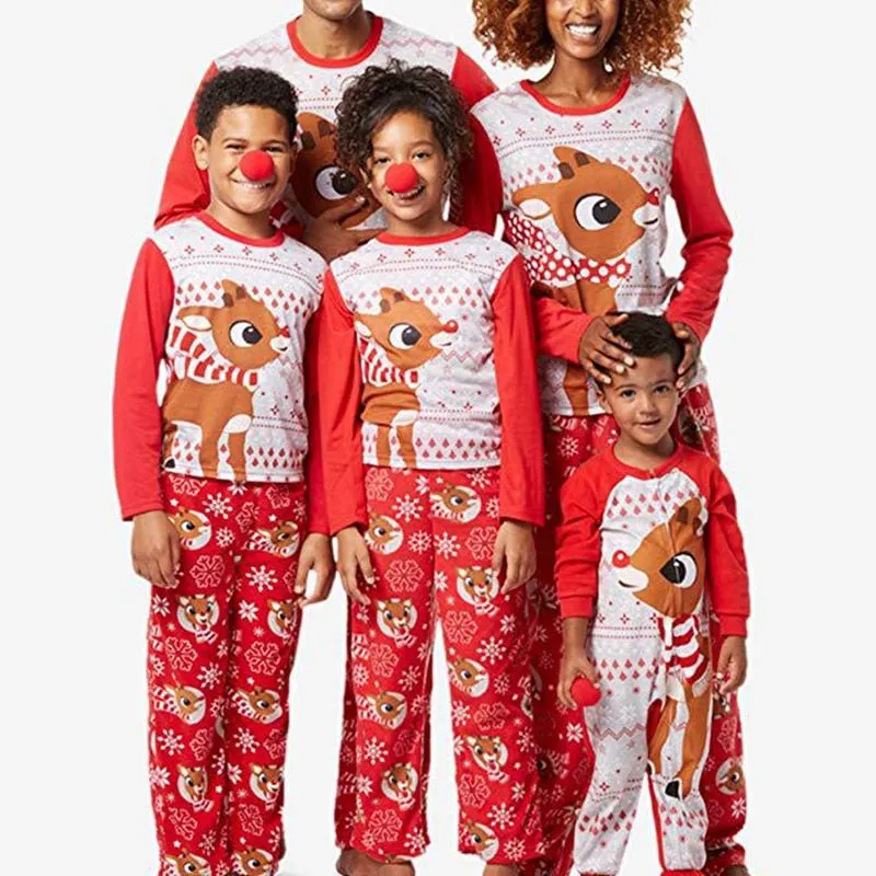 Christmas Pajamas Matching Family Outfits Parent-child Wear Cartoon  Printed Homeware Mom and Dad Daughter Clothes