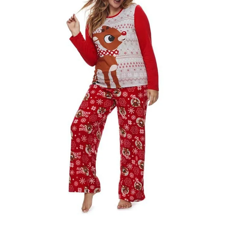 Christmas Pajamas Matching Family Outfits Parent-child Wear Cartoon  Printed Homeware Mom and Dad Daughter Clothes