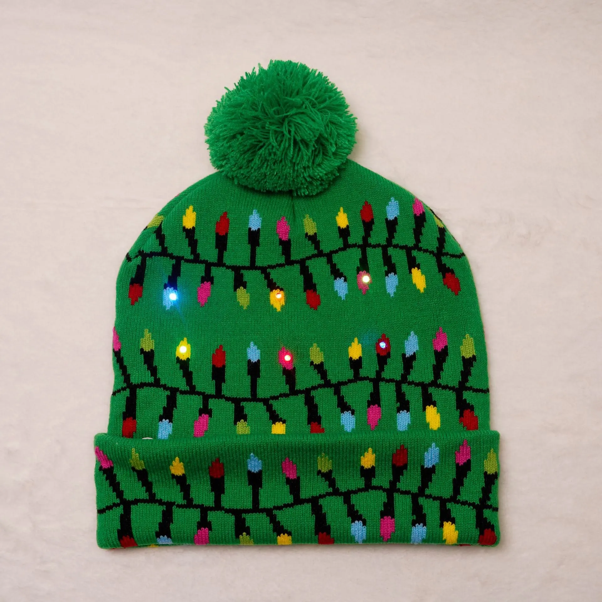 CHRISTMAS PARTY LED LIGHT KNITTED JACQUARD KNITTED YARN HAT