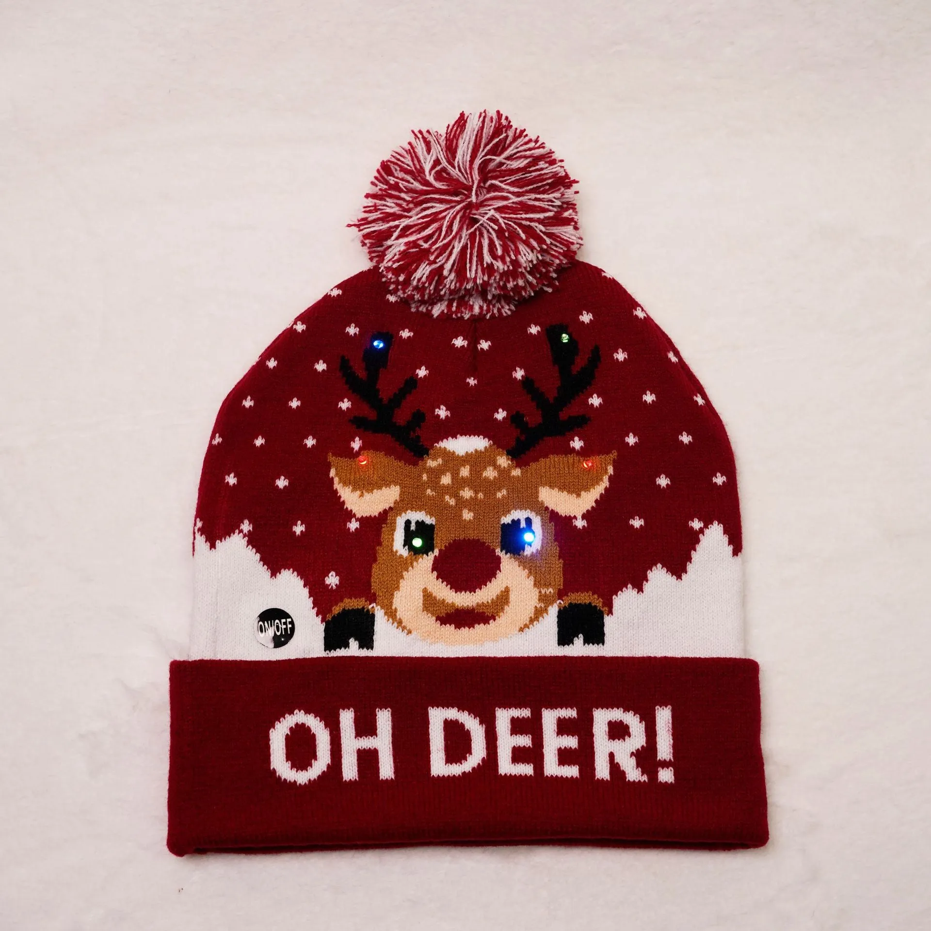 CHRISTMAS PARTY LED LIGHT KNITTED JACQUARD KNITTED YARN HAT