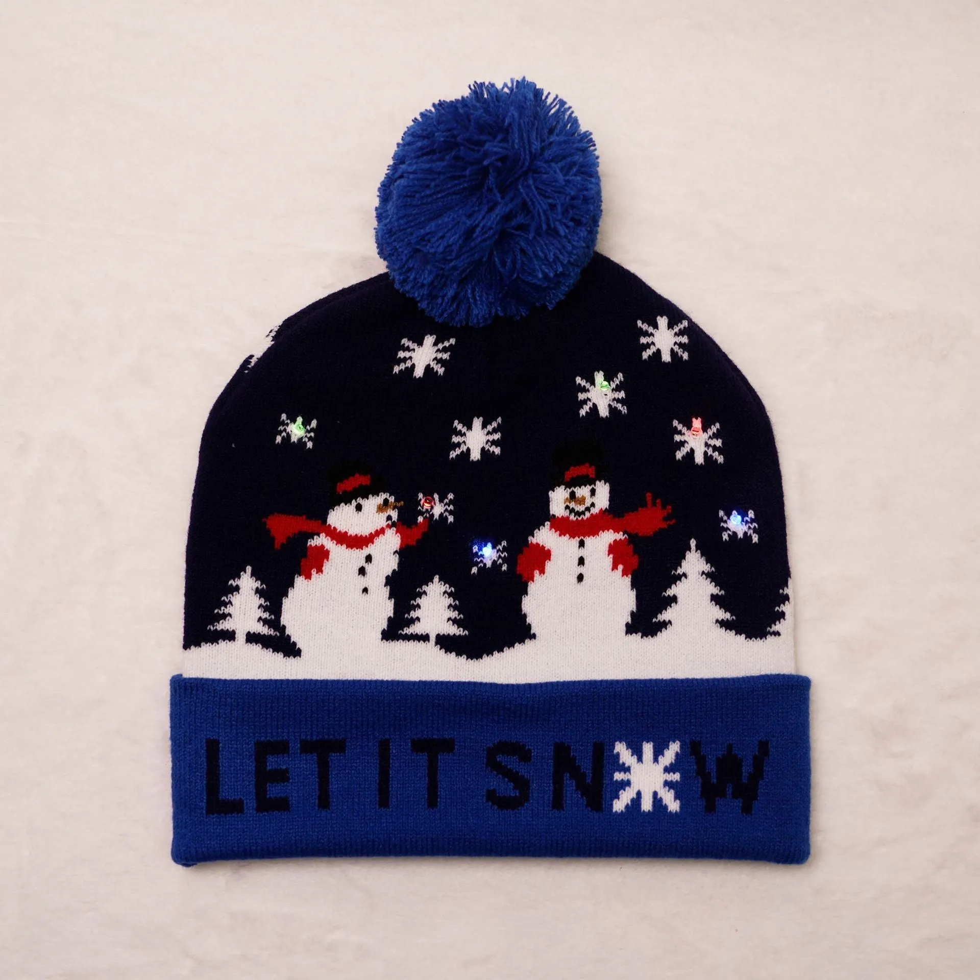 CHRISTMAS PARTY LED LIGHT KNITTED JACQUARD KNITTED YARN HAT