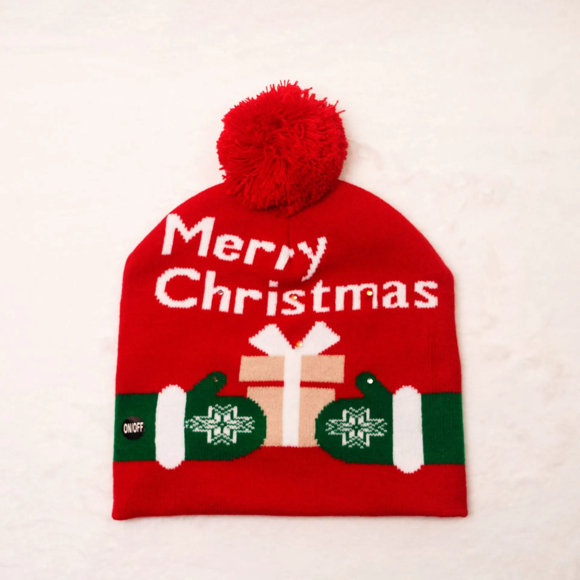 CHRISTMAS PARTY LED LIGHT KNITTED JACQUARD KNITTED YARN HAT