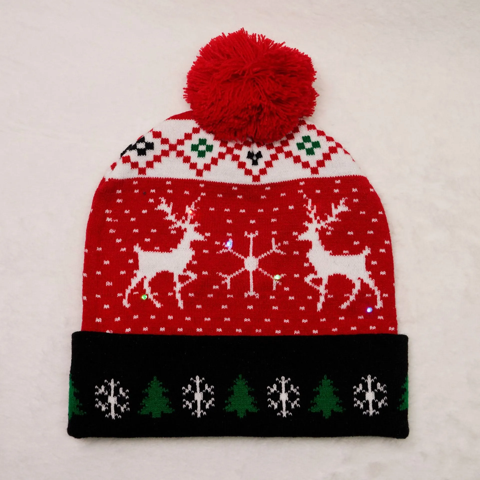 CHRISTMAS PARTY LED LIGHT KNITTED JACQUARD KNITTED YARN HAT