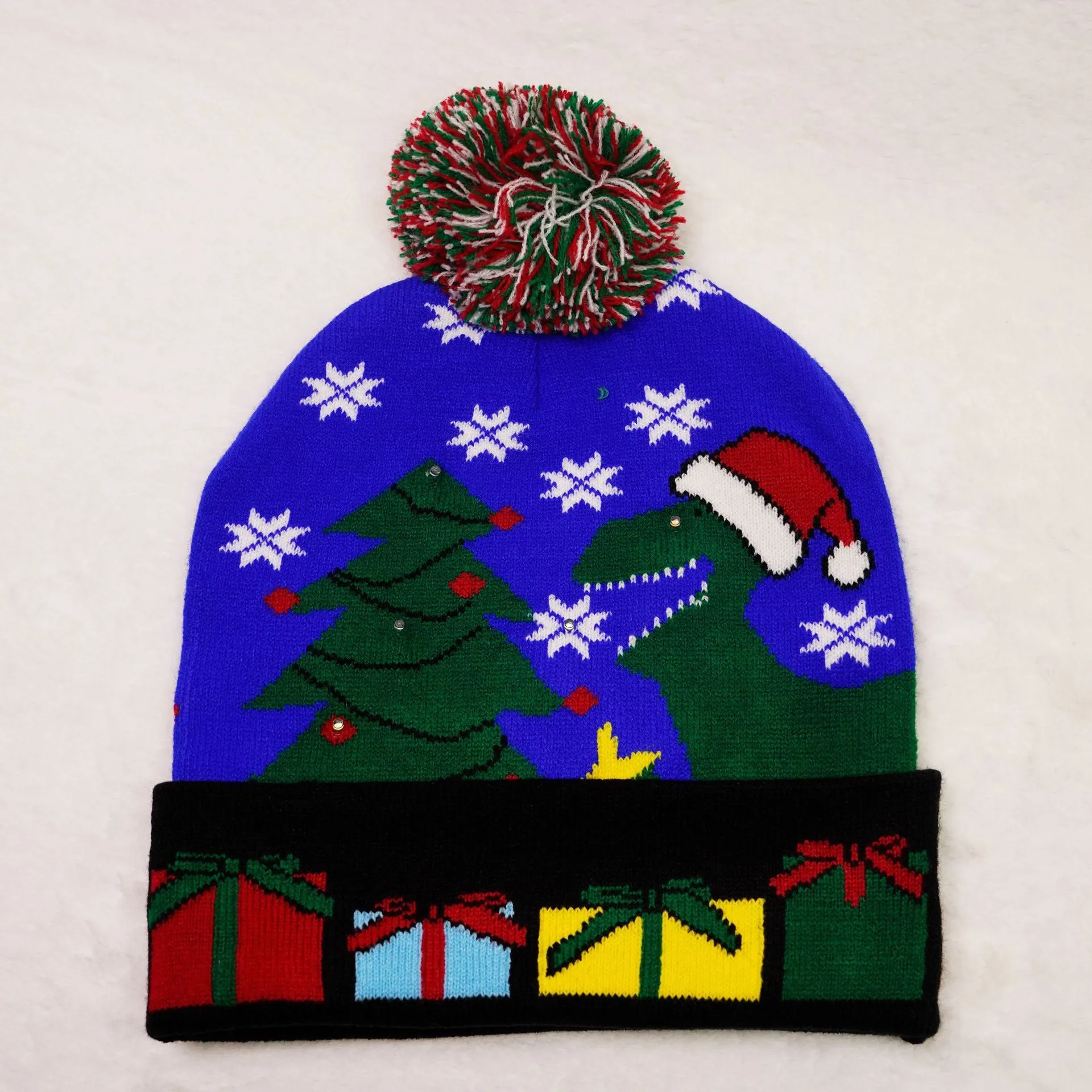 CHRISTMAS PARTY LED LIGHT KNITTED JACQUARD KNITTED YARN HAT