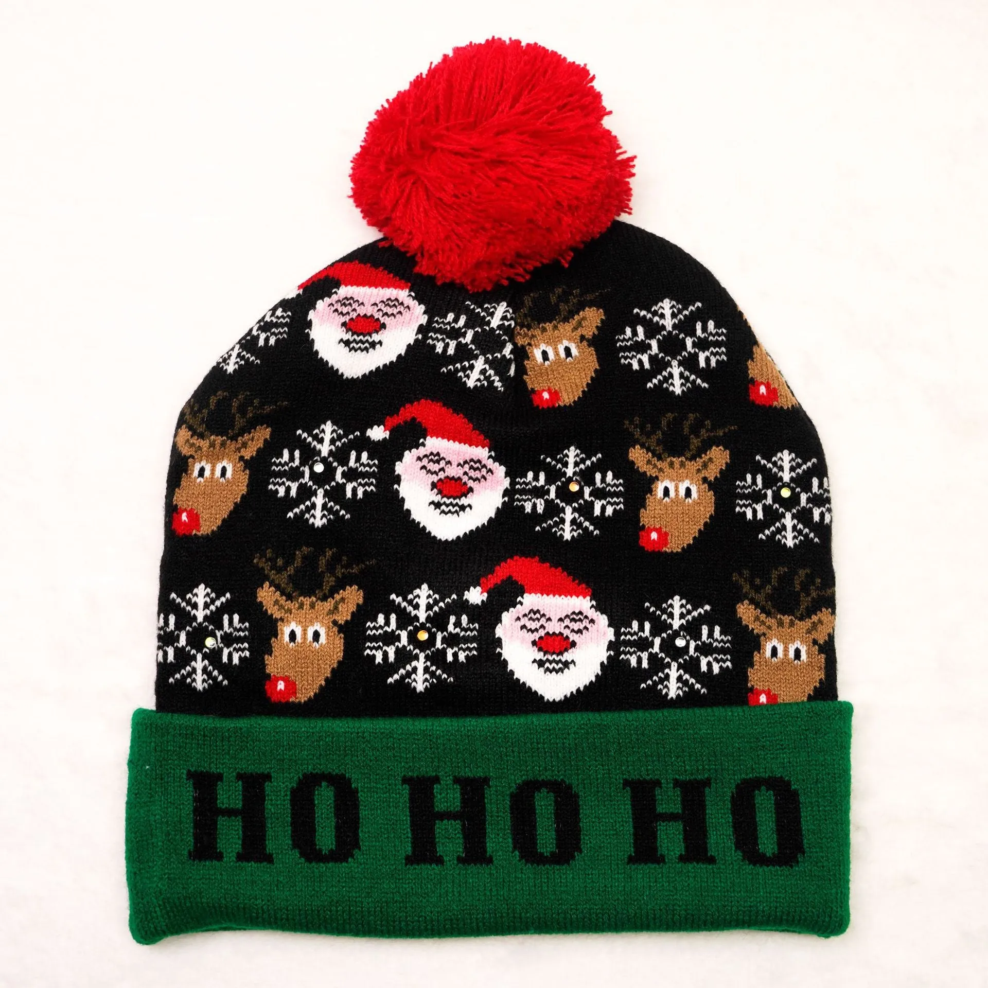 CHRISTMAS PARTY LED LIGHT KNITTED JACQUARD KNITTED YARN HAT