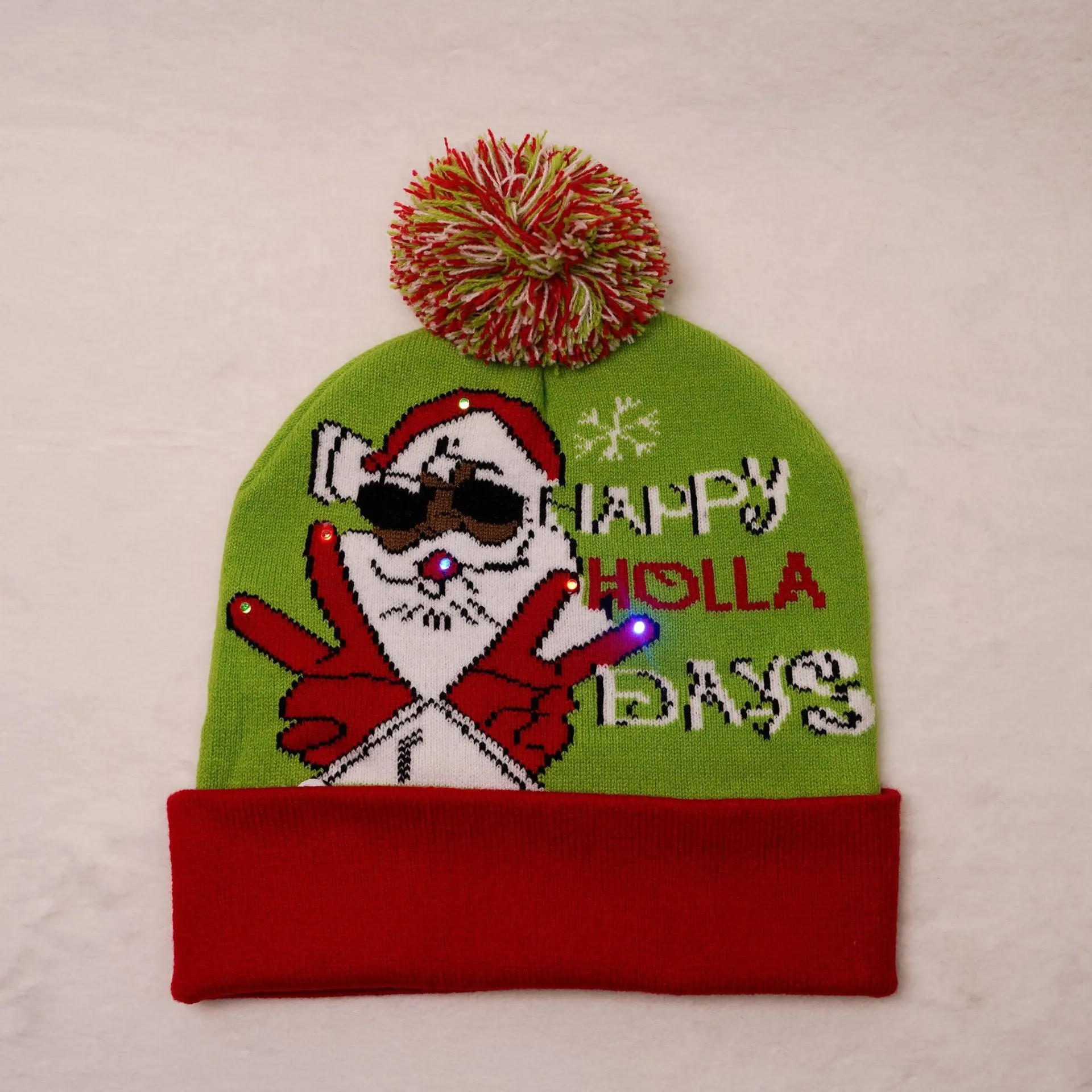 CHRISTMAS PARTY LED LIGHT KNITTED JACQUARD KNITTED YARN HAT
