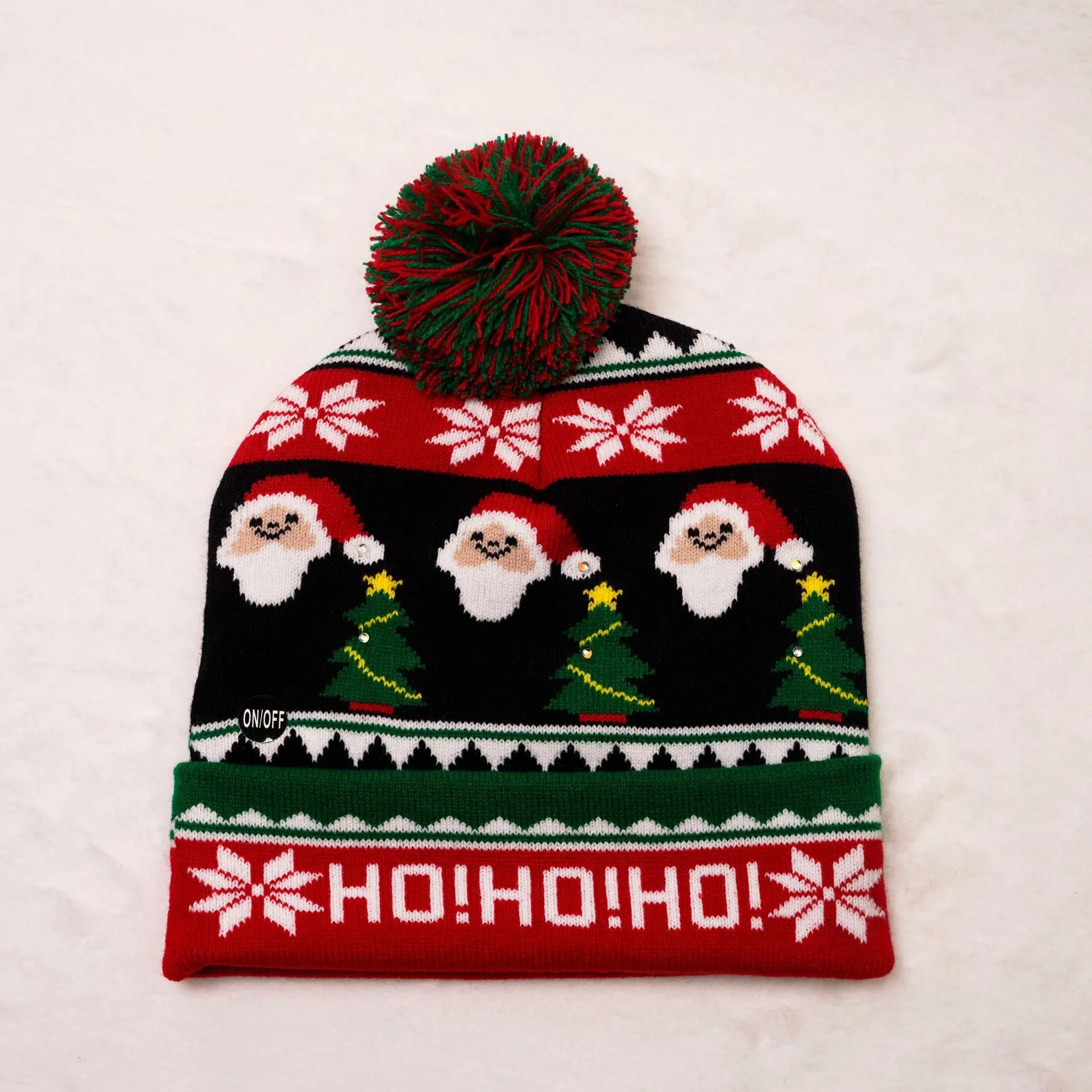 CHRISTMAS PARTY LED LIGHT KNITTED JACQUARD KNITTED YARN HAT
