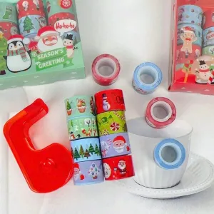 Christmas Theme Washi Sticker Tape Rolls with Dispenser